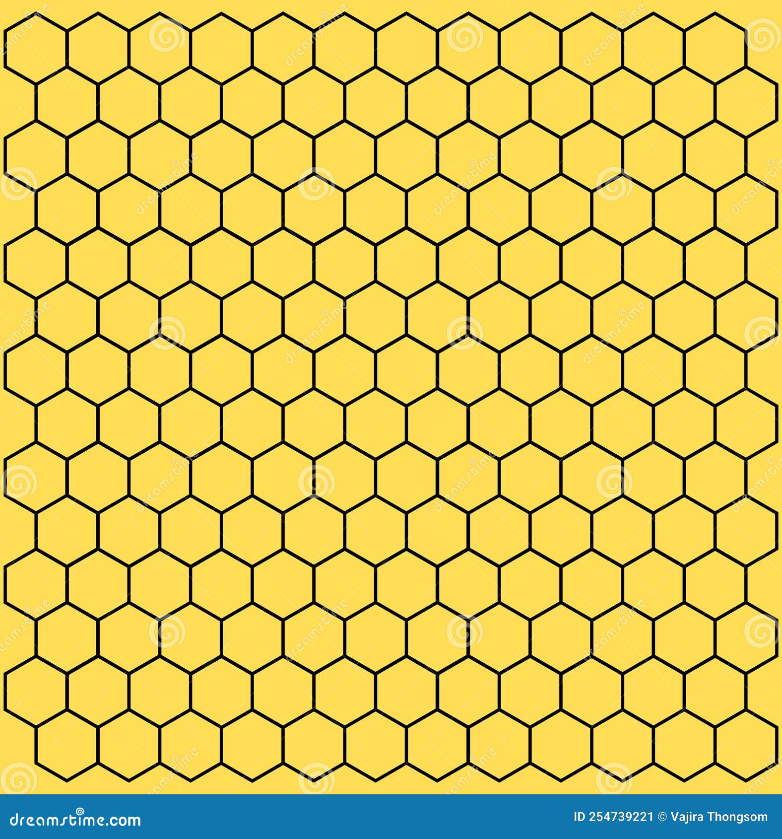 Black Stroke Honey Comb Pattern on Yellow Background Vector