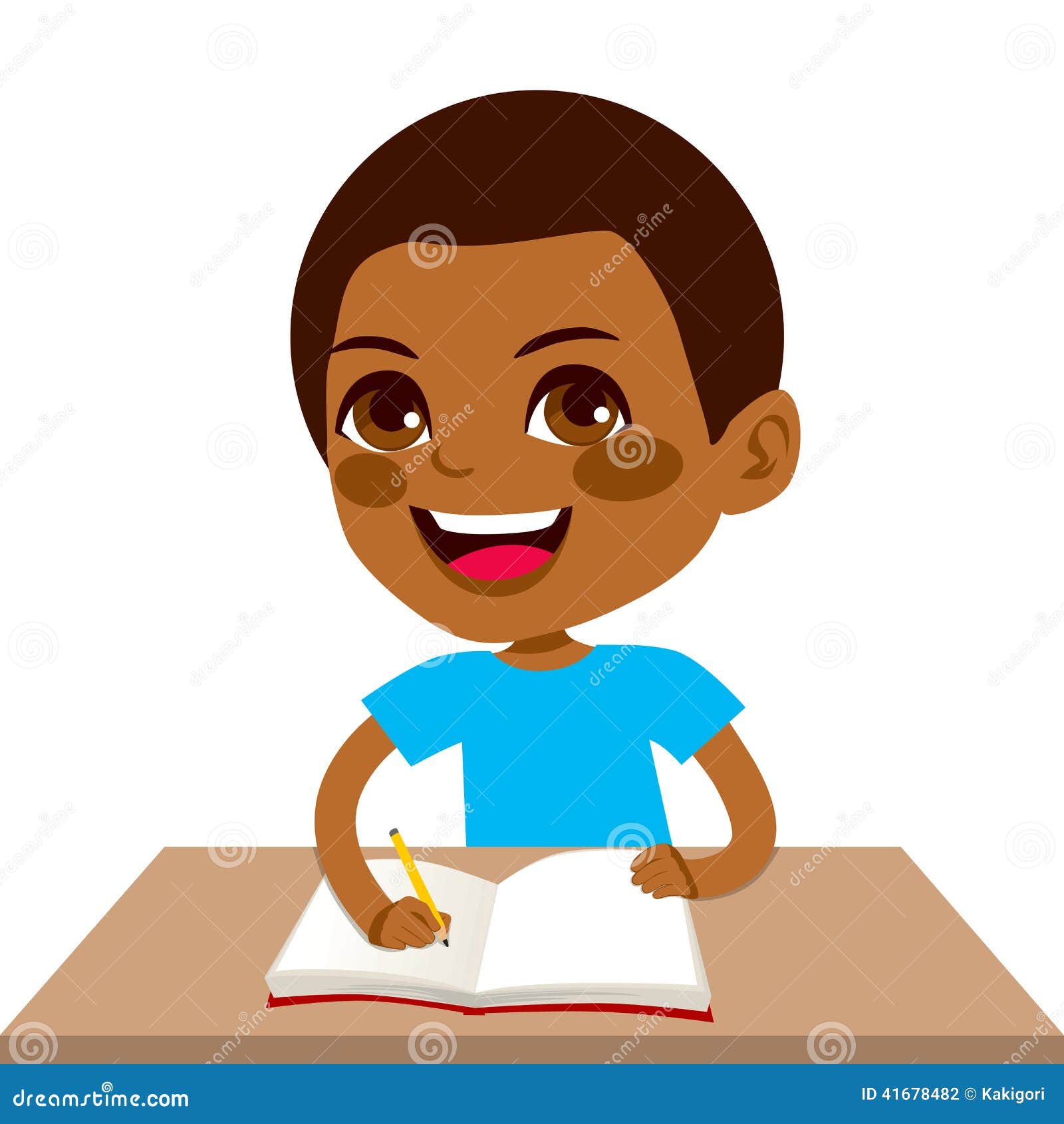 Black Student Boy Writing Stock Vector Illustration Of Person