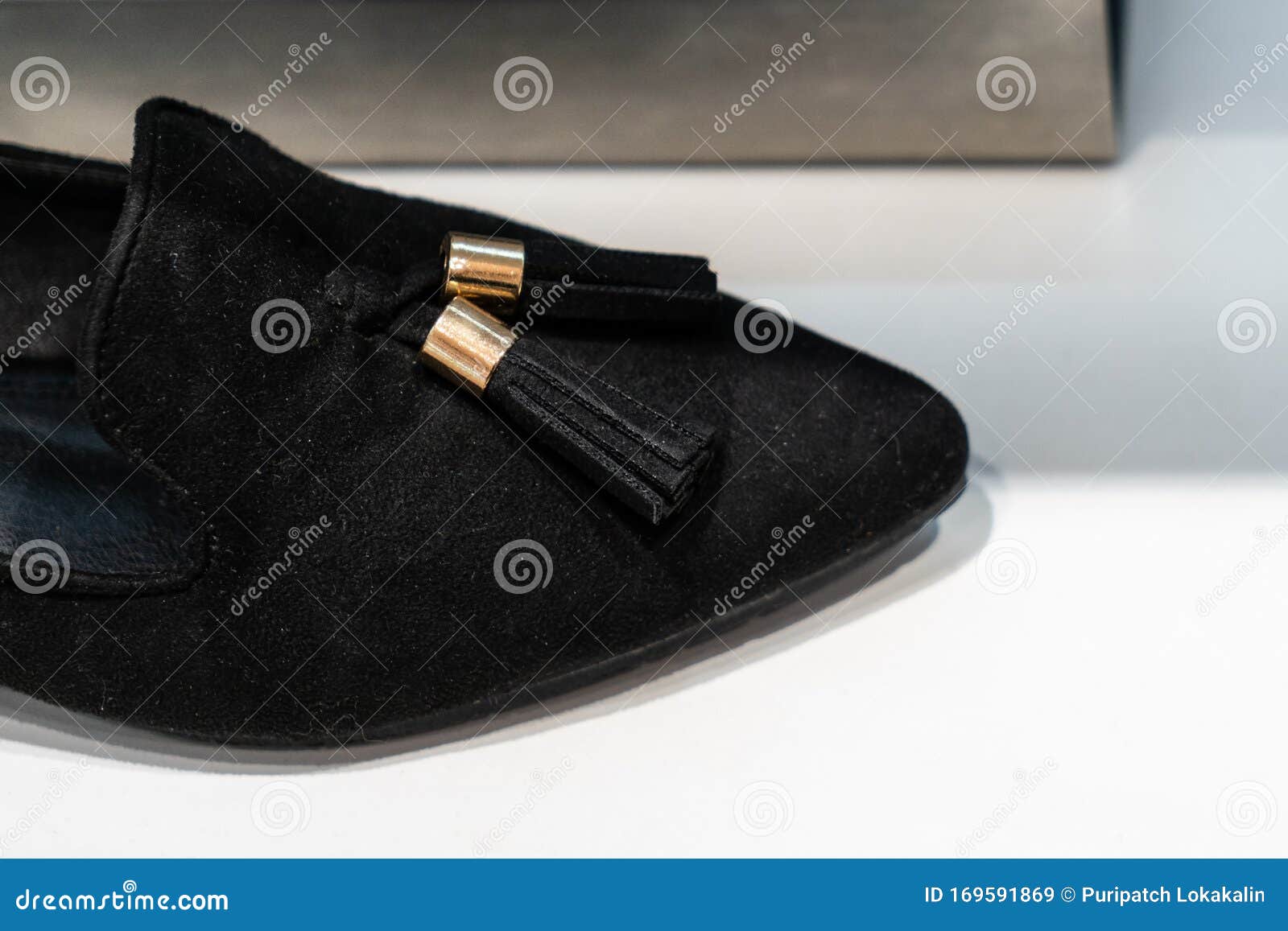 Black suede shoe for sale stock image. Image of outfit 169591869
