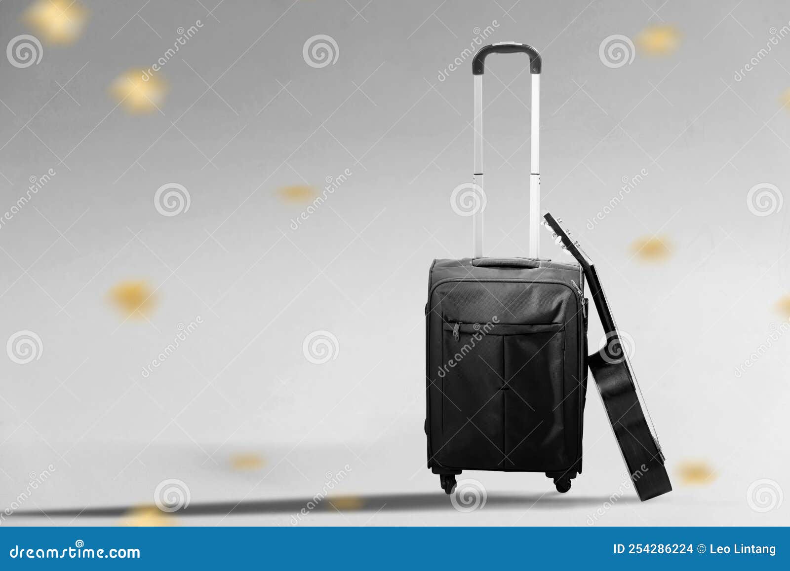 Black Suitcase and Guitar with a White Background Stock Photo Image of black, deal 254286224