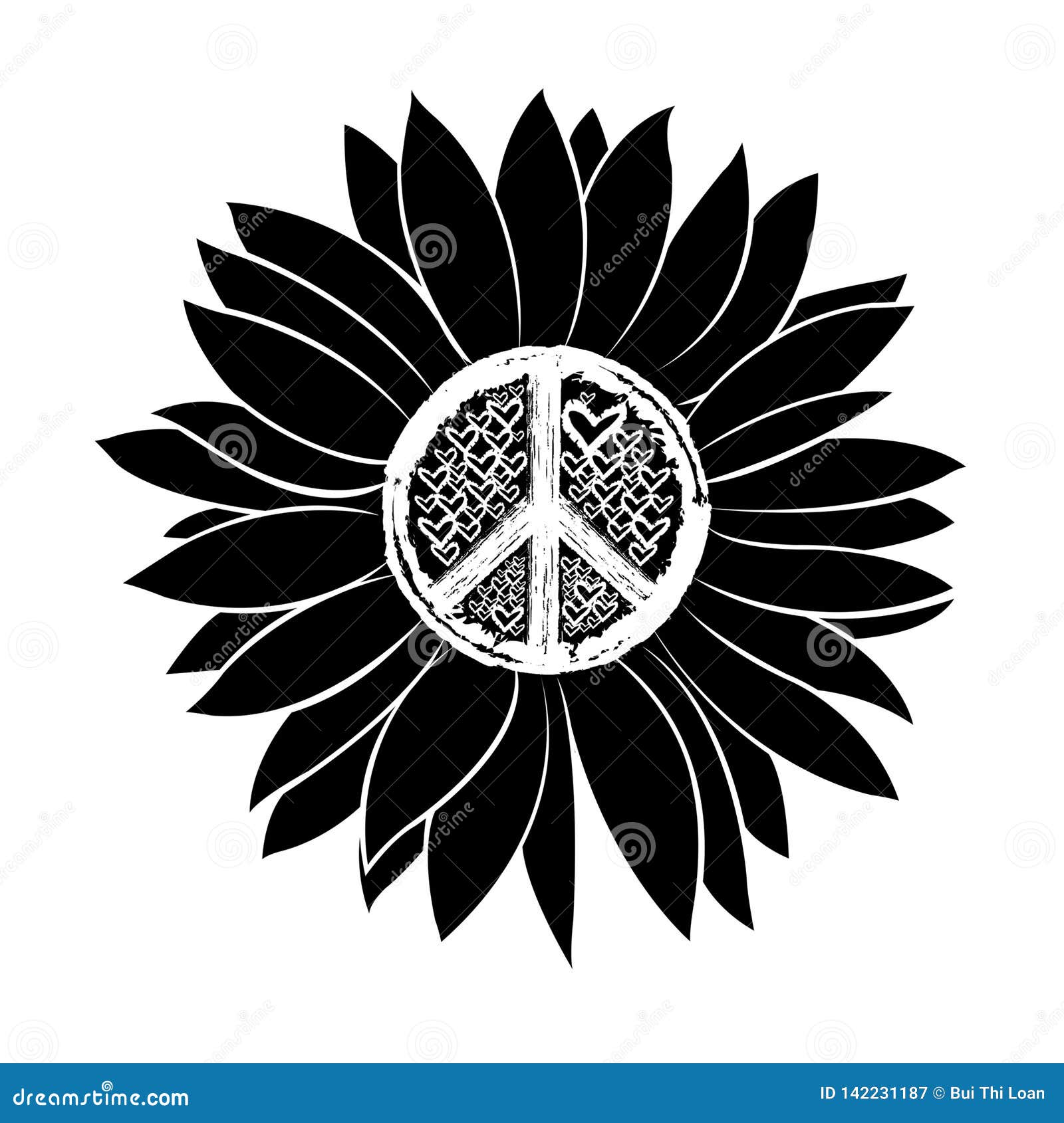 Sunflower peace sign stock vector. Illustration of shape - 142231187