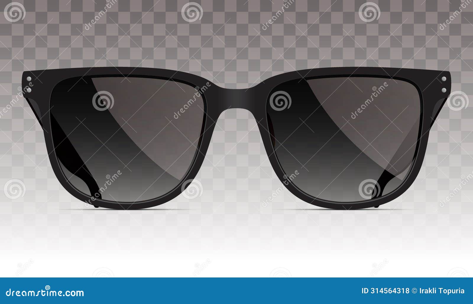 black sunglasses,  on the transparent  background.