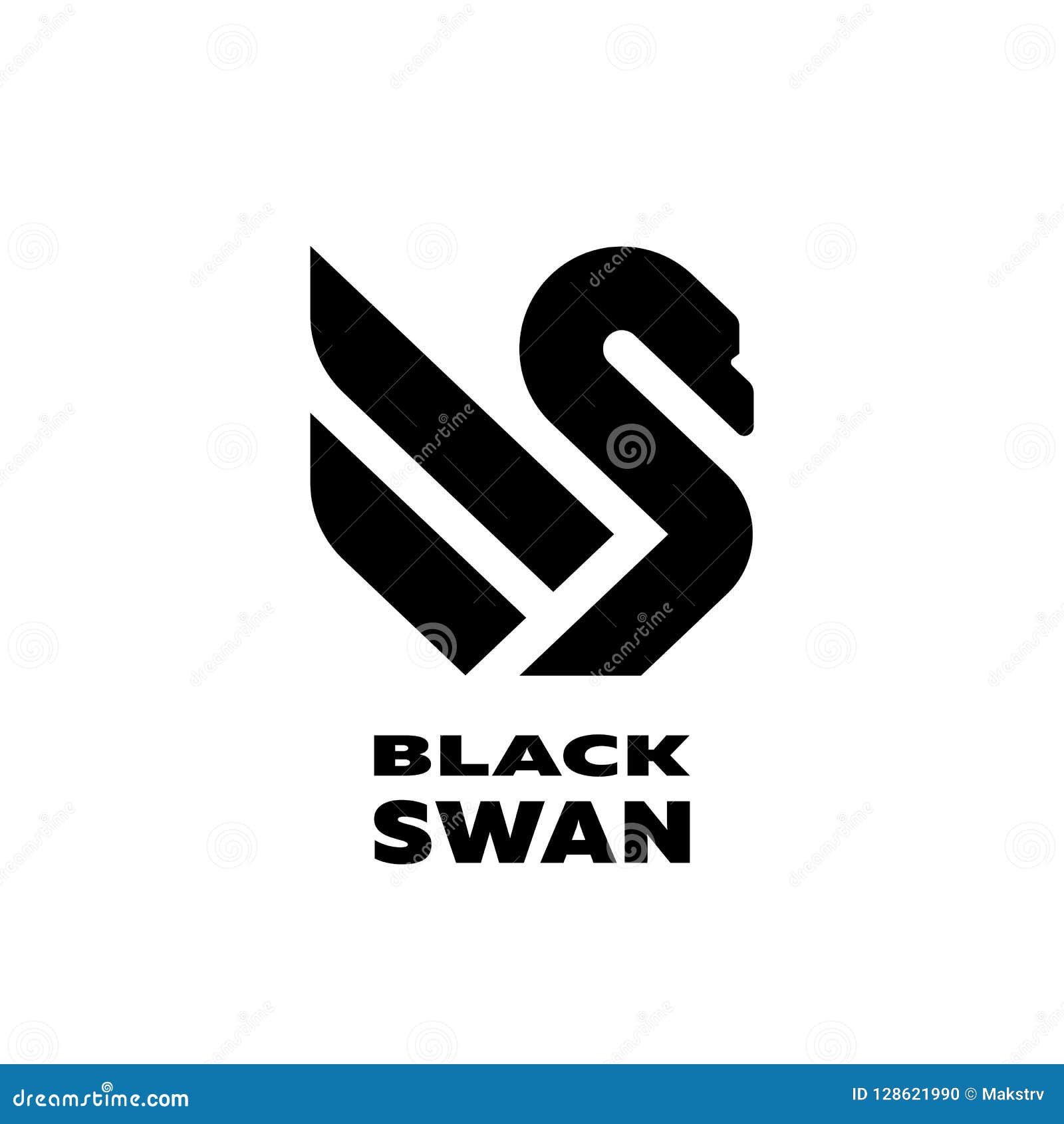 Great black swan logo, silhouette of simple swan and wing vector wall mural  • murals black swan, duck, pet | myloview.com