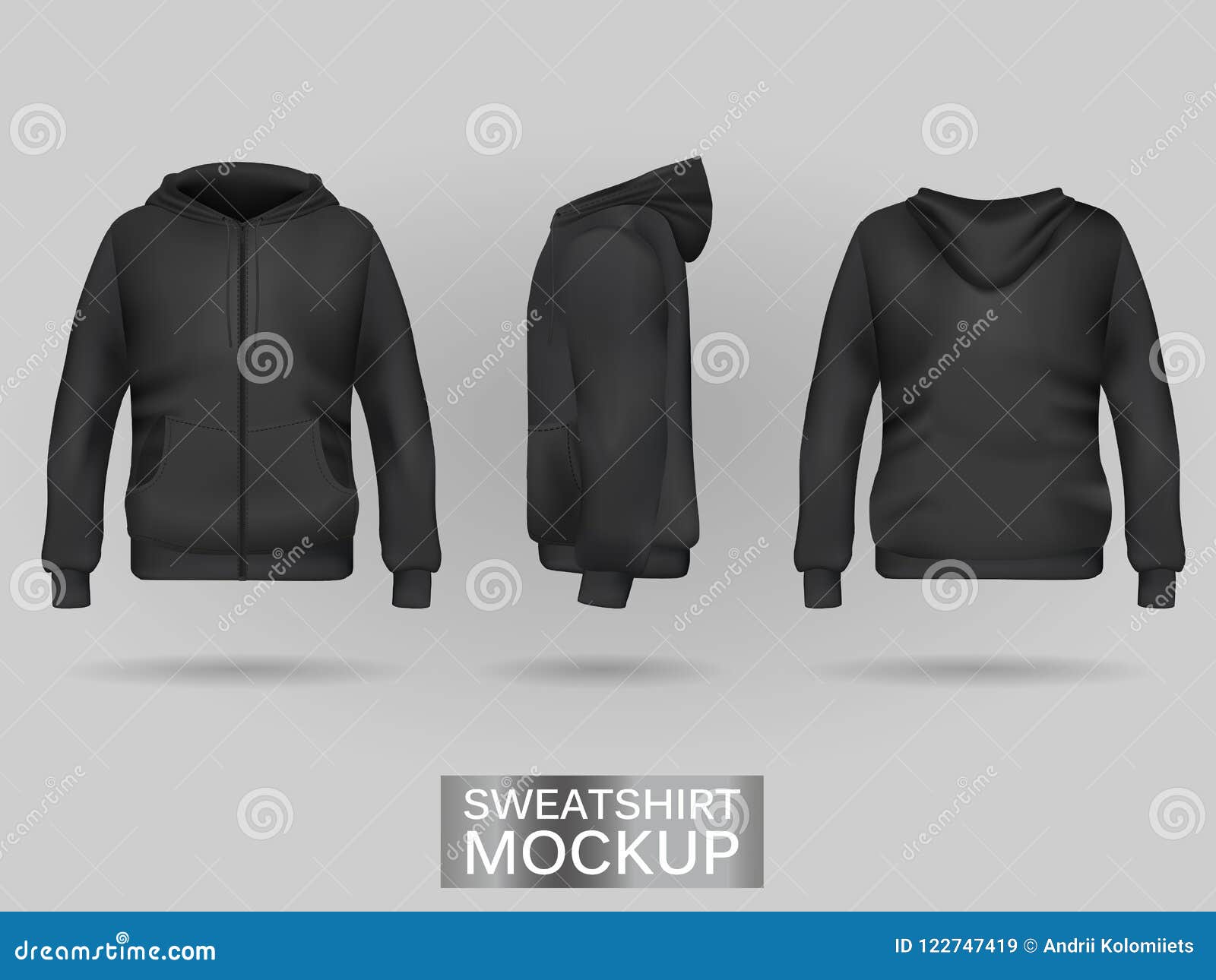 Black Sweatshirt Hoodie Template Stock Vector - Illustration of Intended For Blank Black Hoodie Template