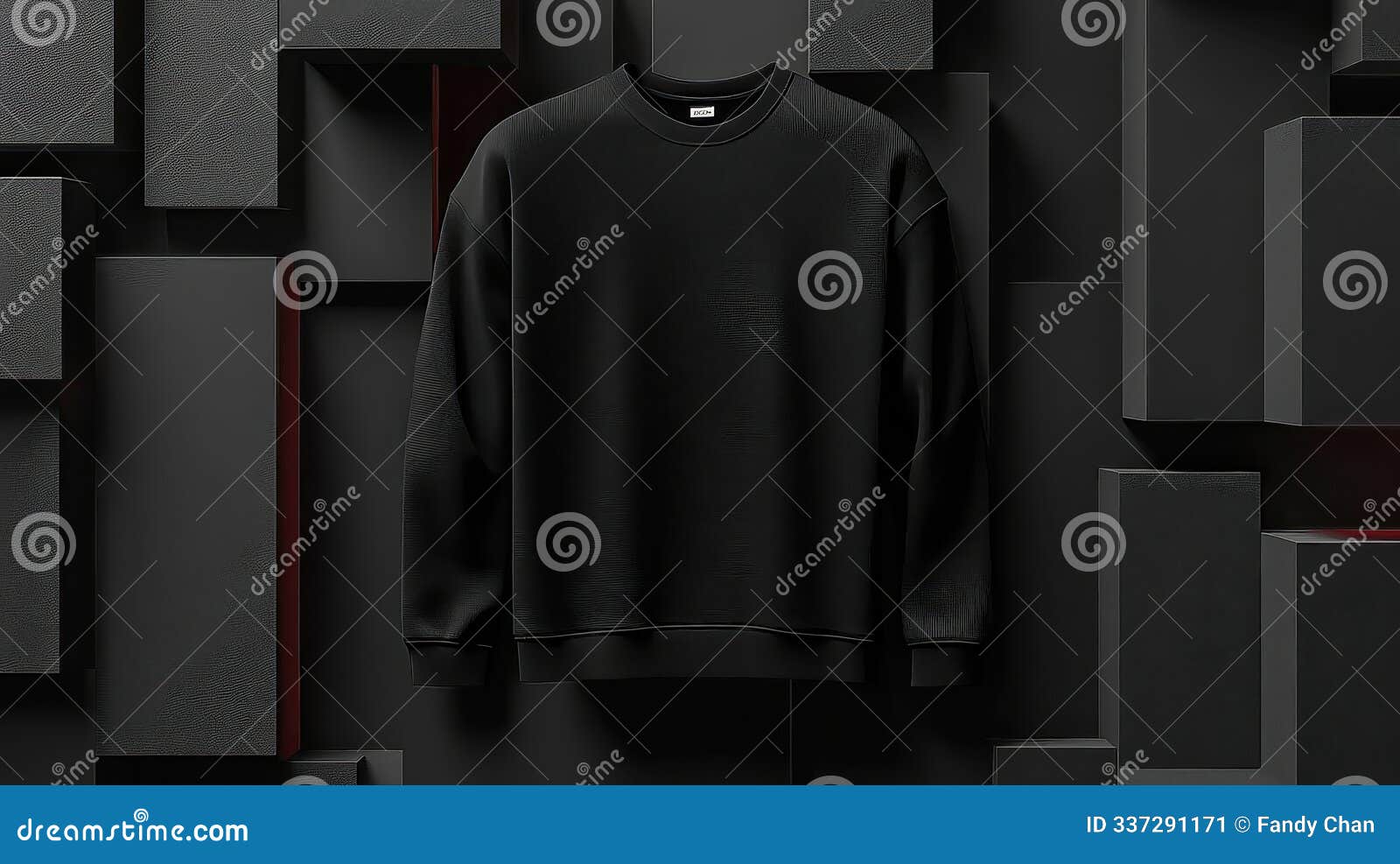 black sweatshirt mockup on a geometric background