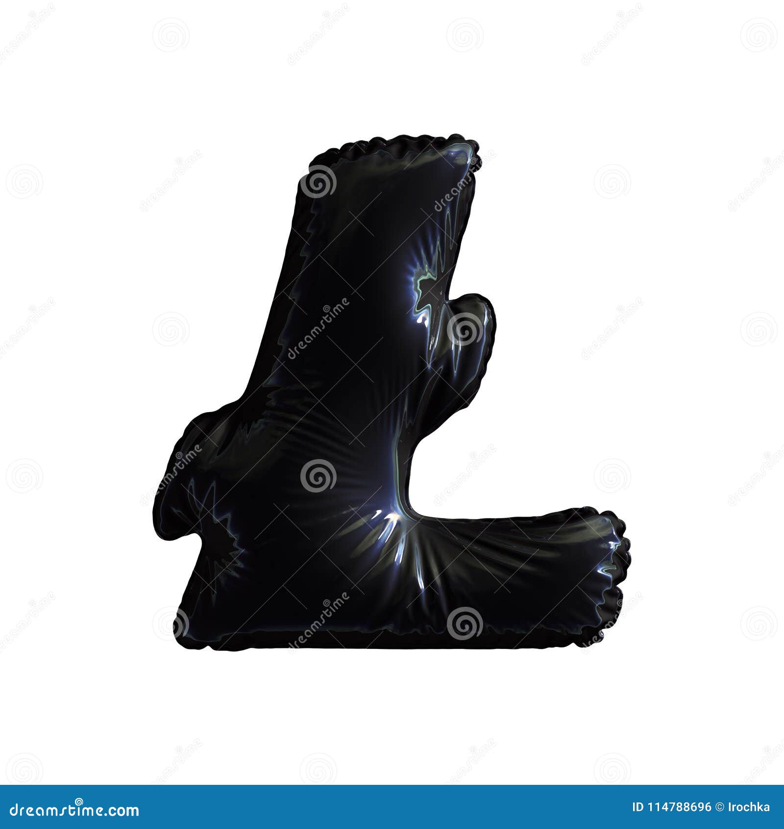 black  litecoin made of inflatable balloon  on white background
