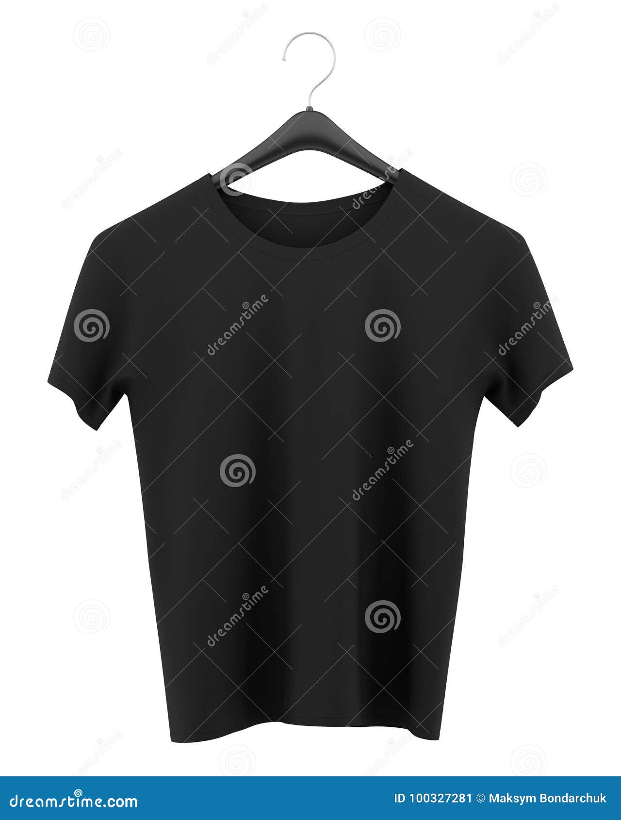 Black T-shirt on Clothing Hanger Isolated on White Stock Illustration ...