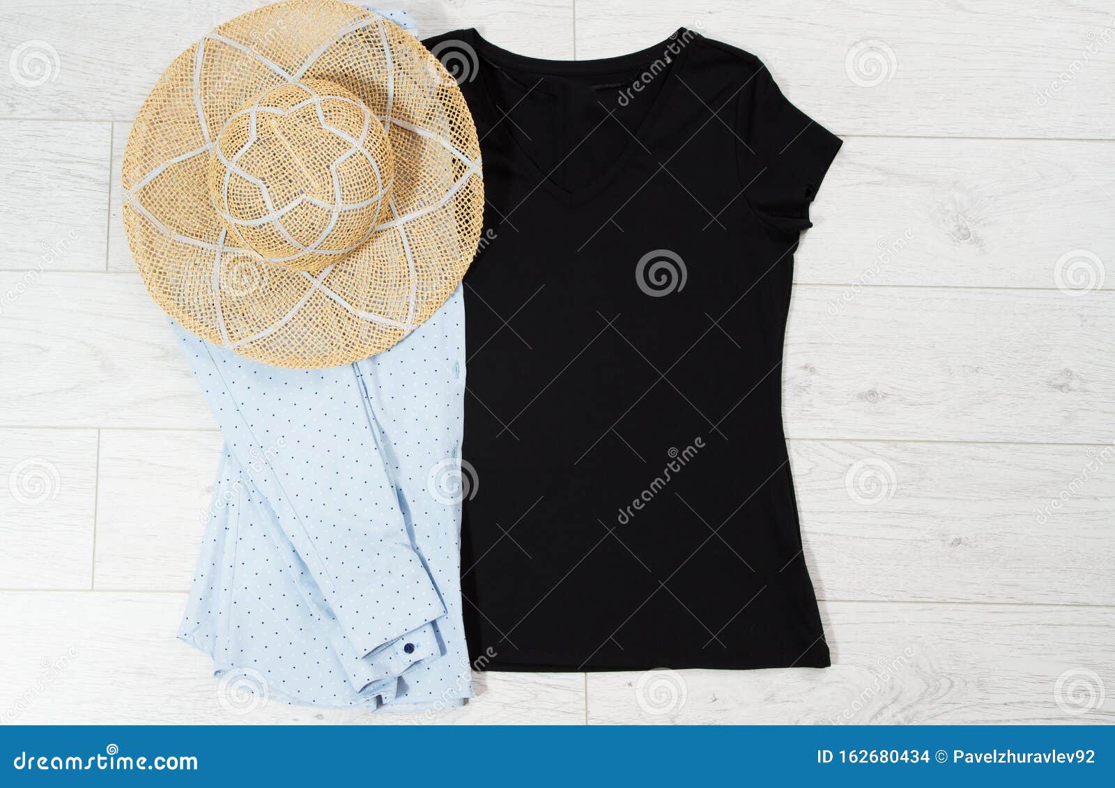 Download Black T-shirt Mock Up Top View, Summer Hat, Sunglasses ...