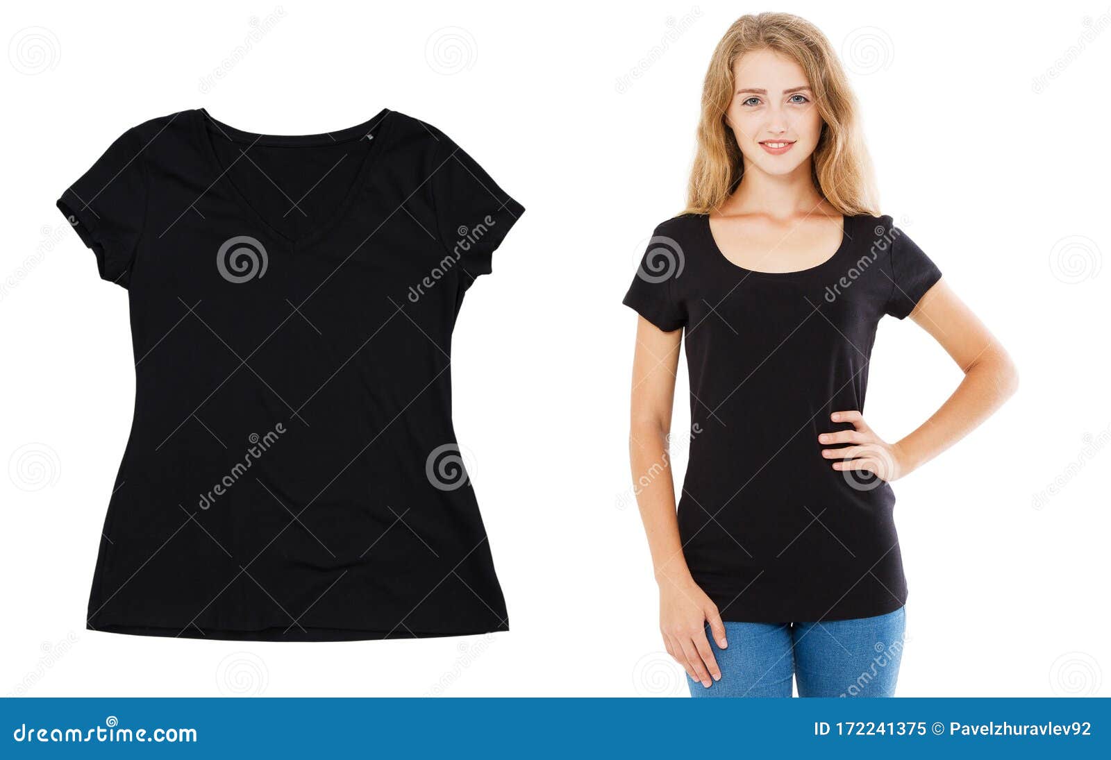 Download Black T Shirt Mockup Close Up Over White, Girl In T Shirt ...