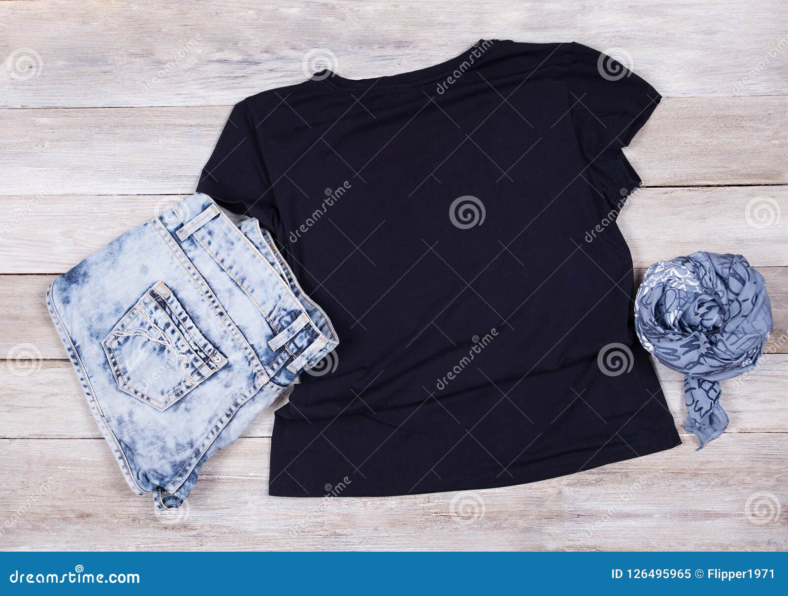 Black T-Shirt Mockup - Short Sleeve T-Shirt Flat Lay Stock Image ...