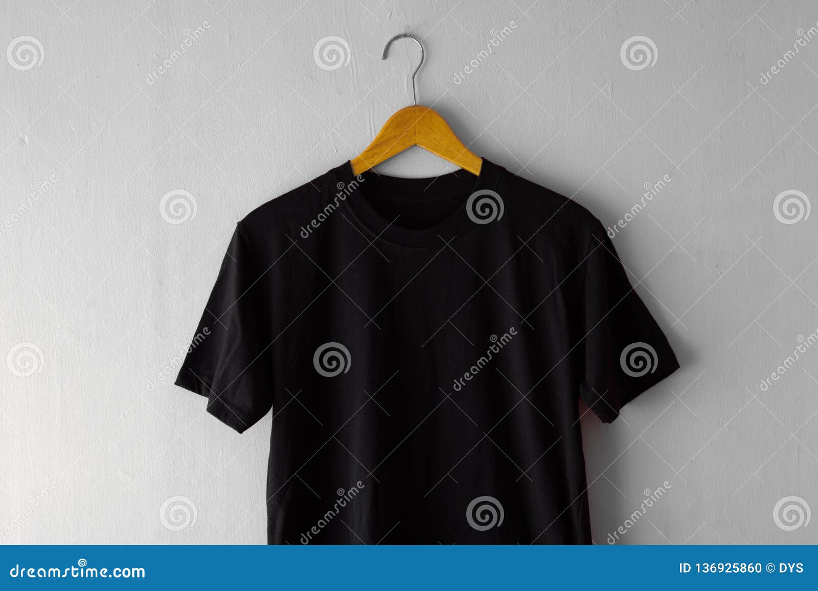 Download Black T-shirt On Wood Hanger Black Color For Mock Up Stock Photo - Image of tshirt, hanger ...