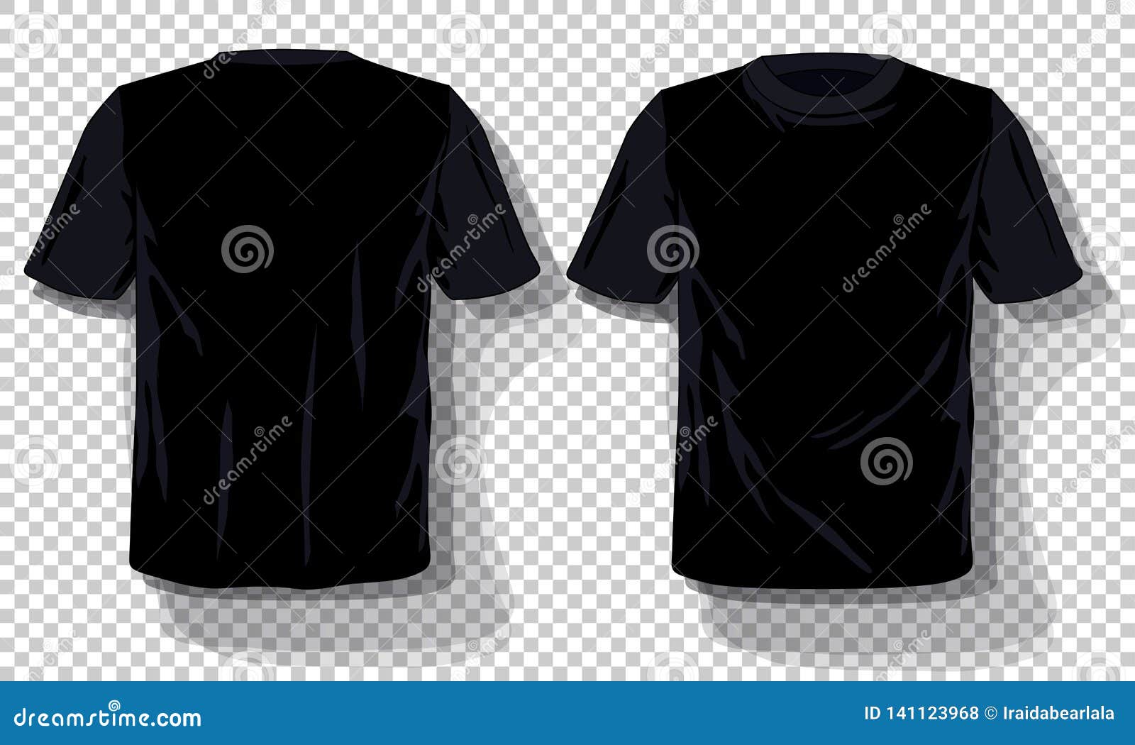 Black T-shirts Template Set Isolated, Hand Drawn Tee Shirts Transparent ...