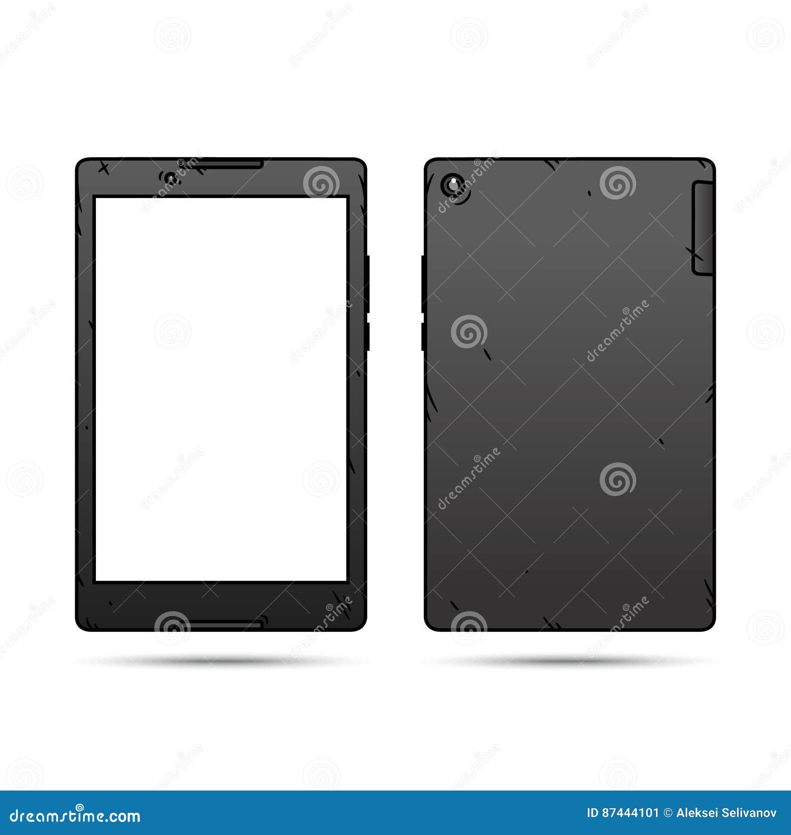 Black Tablet PC on White Background. Stock Vector Illustration of