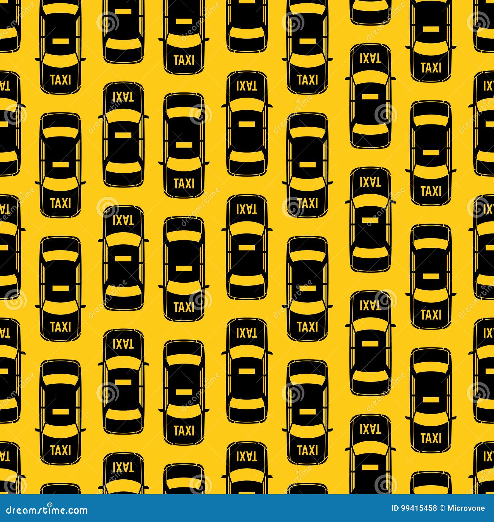 black taxi traffic seamless pattern on yellow backdrop