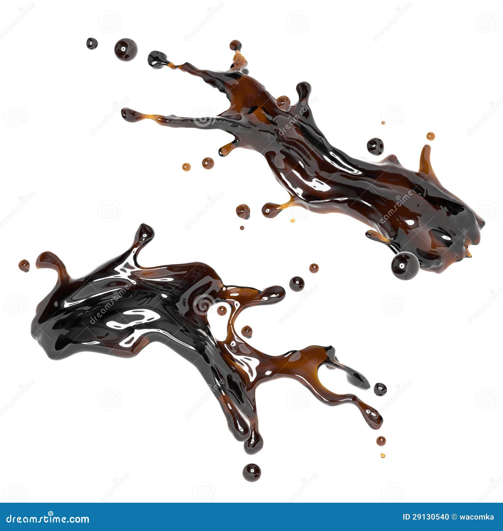 Black Tea, Coffee or Alcohol Dynamic Drink Splash Stock Illustration