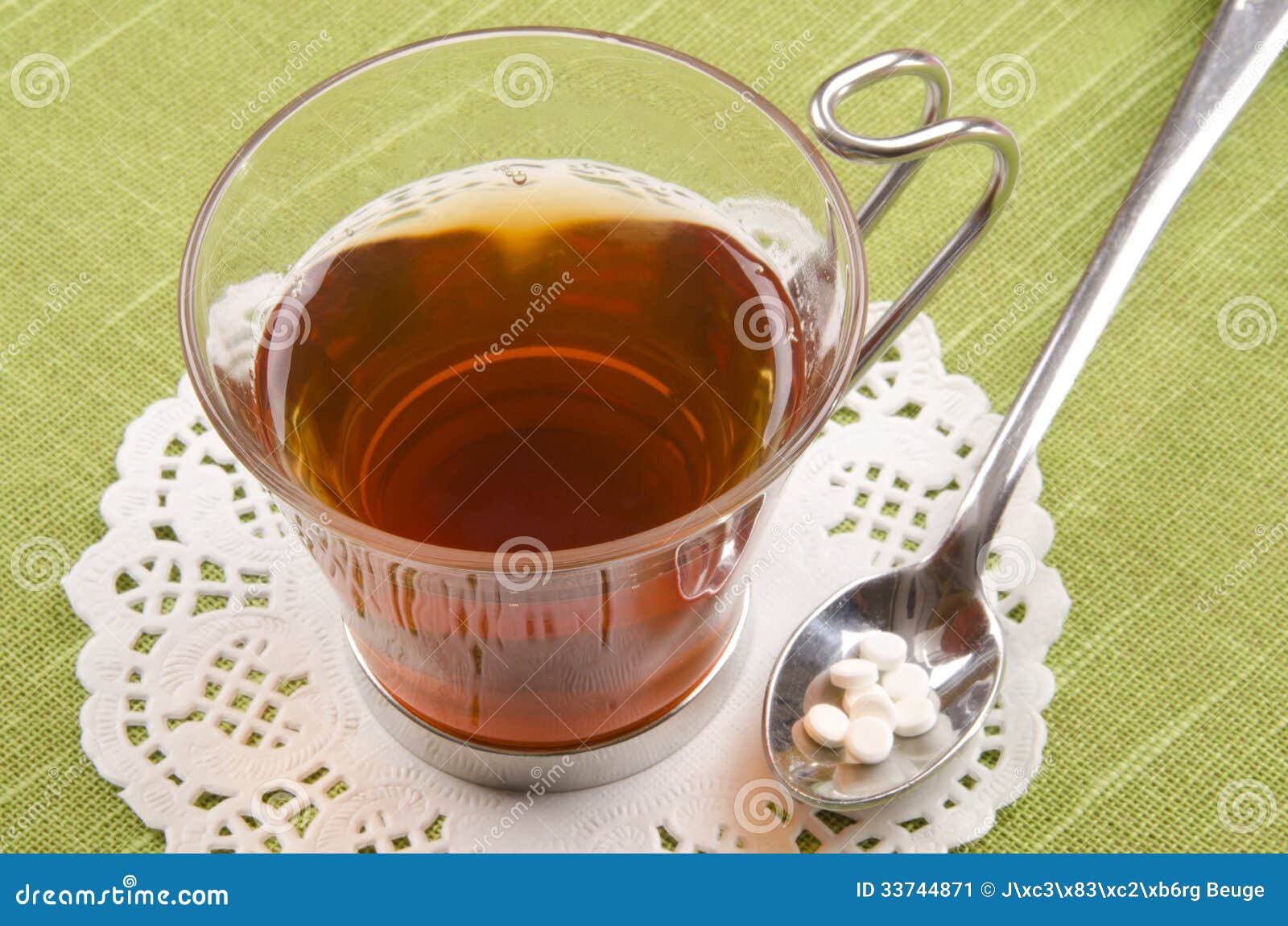 Black Tea in a Glass Cup with Sweetener Stock Image Image of beverage