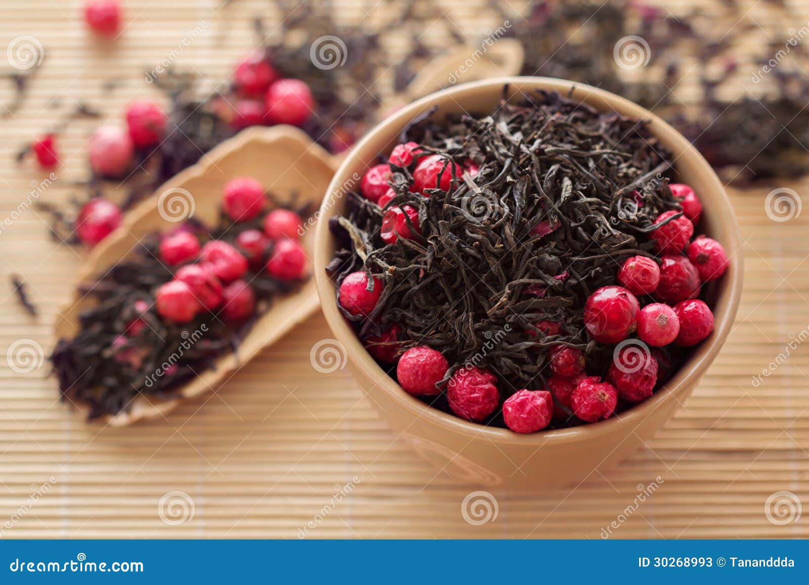 Black Tea Leaves with Dry Cranberries Stock Image Image of drink