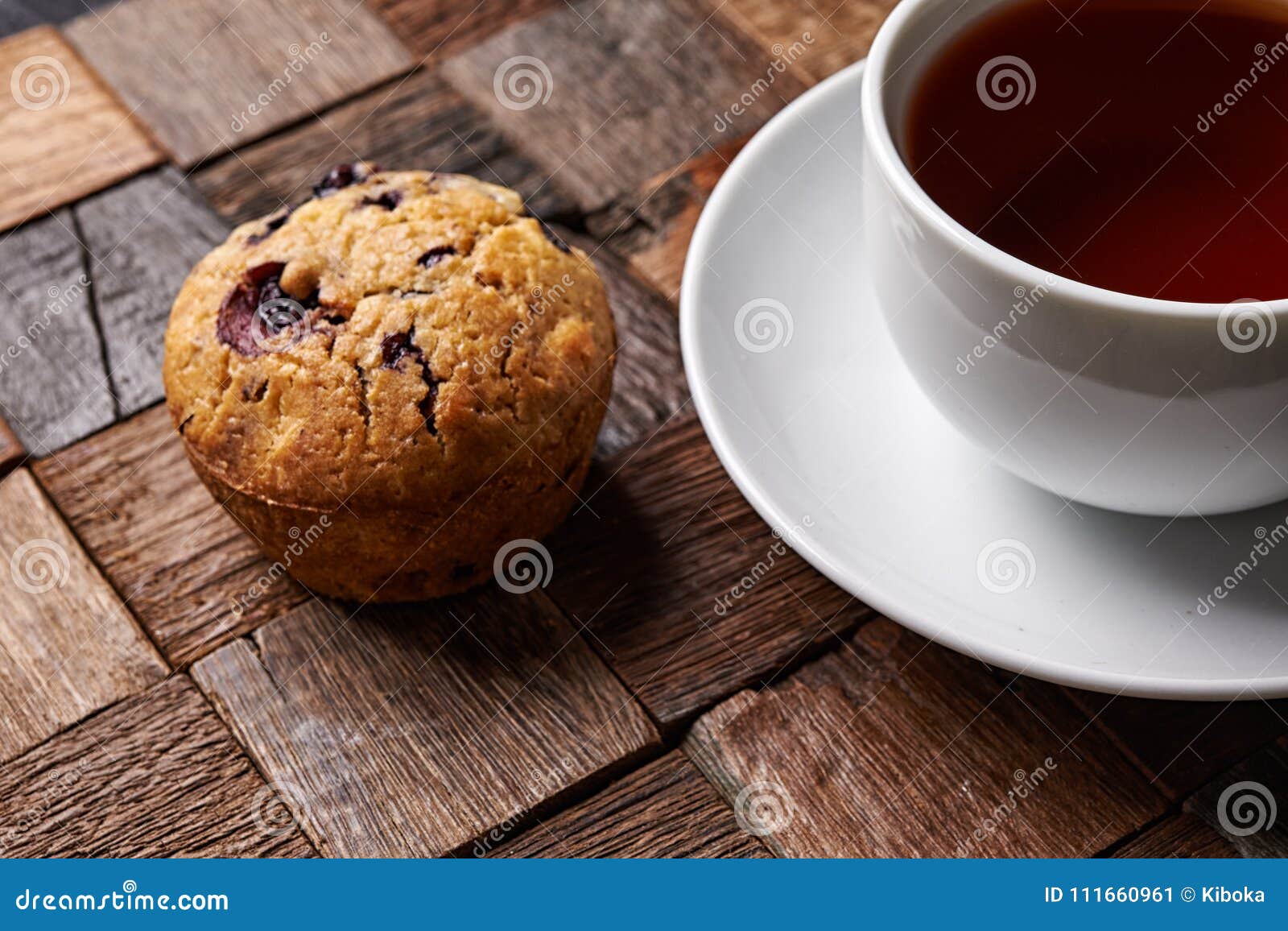 Black tea and muffin stock image. Image of morning, baked 111660961