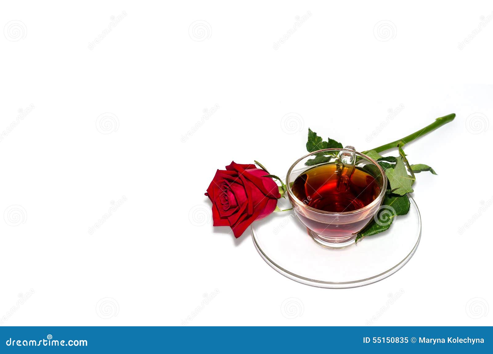 Black tea and red rose stock image. Image of flavored 55150835