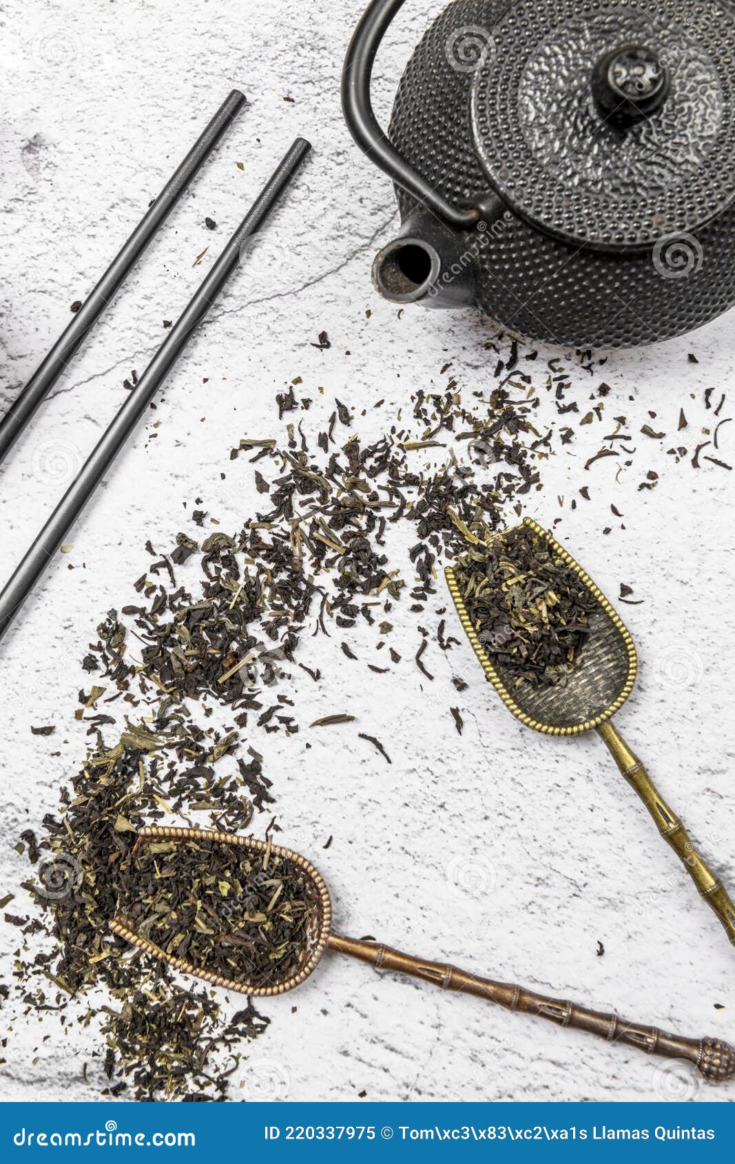 Black Tea and Teapot Viewed from Above Stock Image Image of