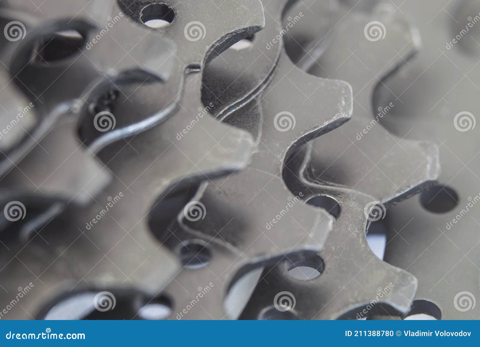 Black Teeth of a Bicycle Cassette in a Macro Photo. Selective Focus