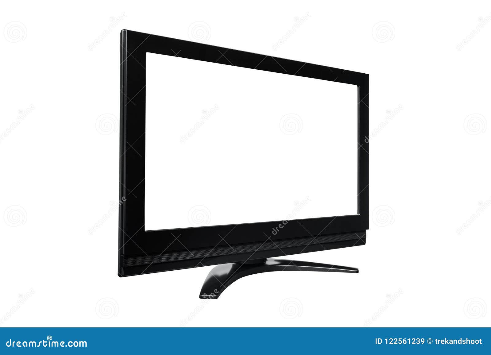 Black Television Isolated on White with Cut Out Screen Stock ...