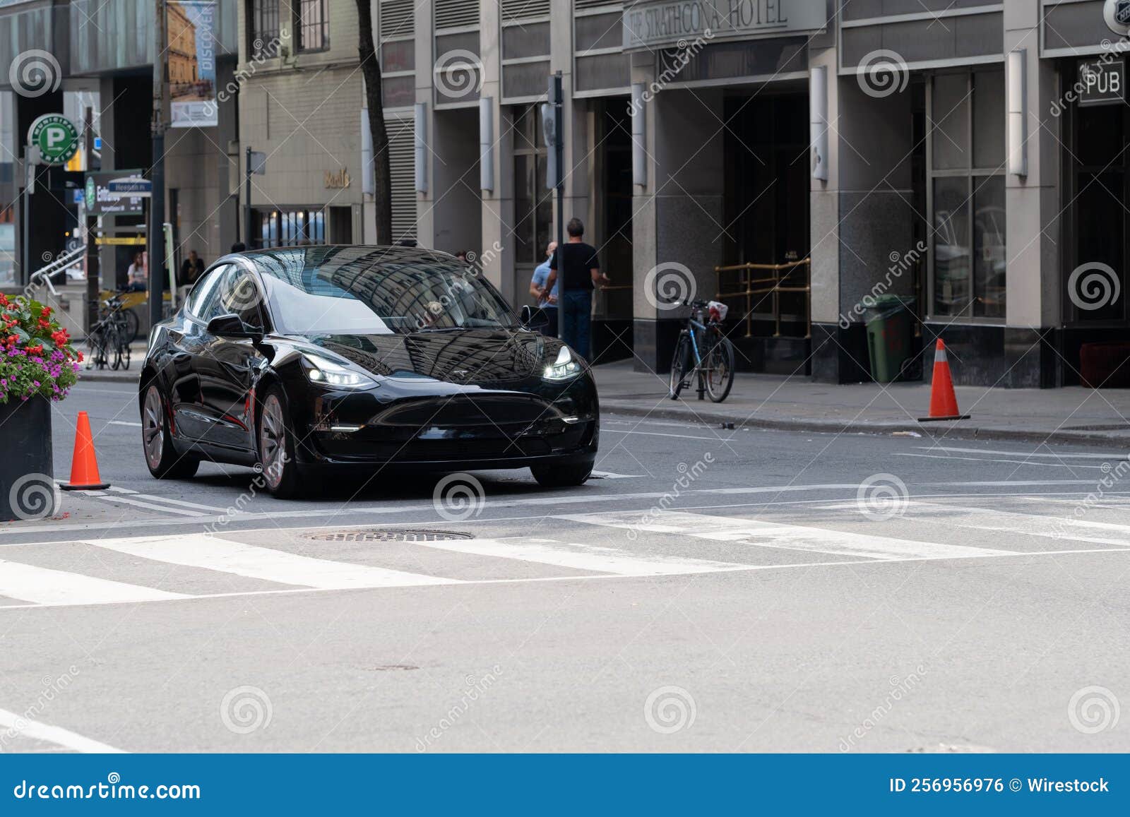 Black Tesla Model 3 Car on the Road. Toronto, Canada Editorial Photo