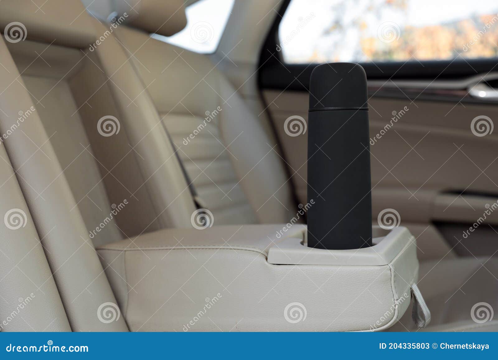 Black Thermos in Holder Inside of Car Stock Image Image of black, design 204335803
