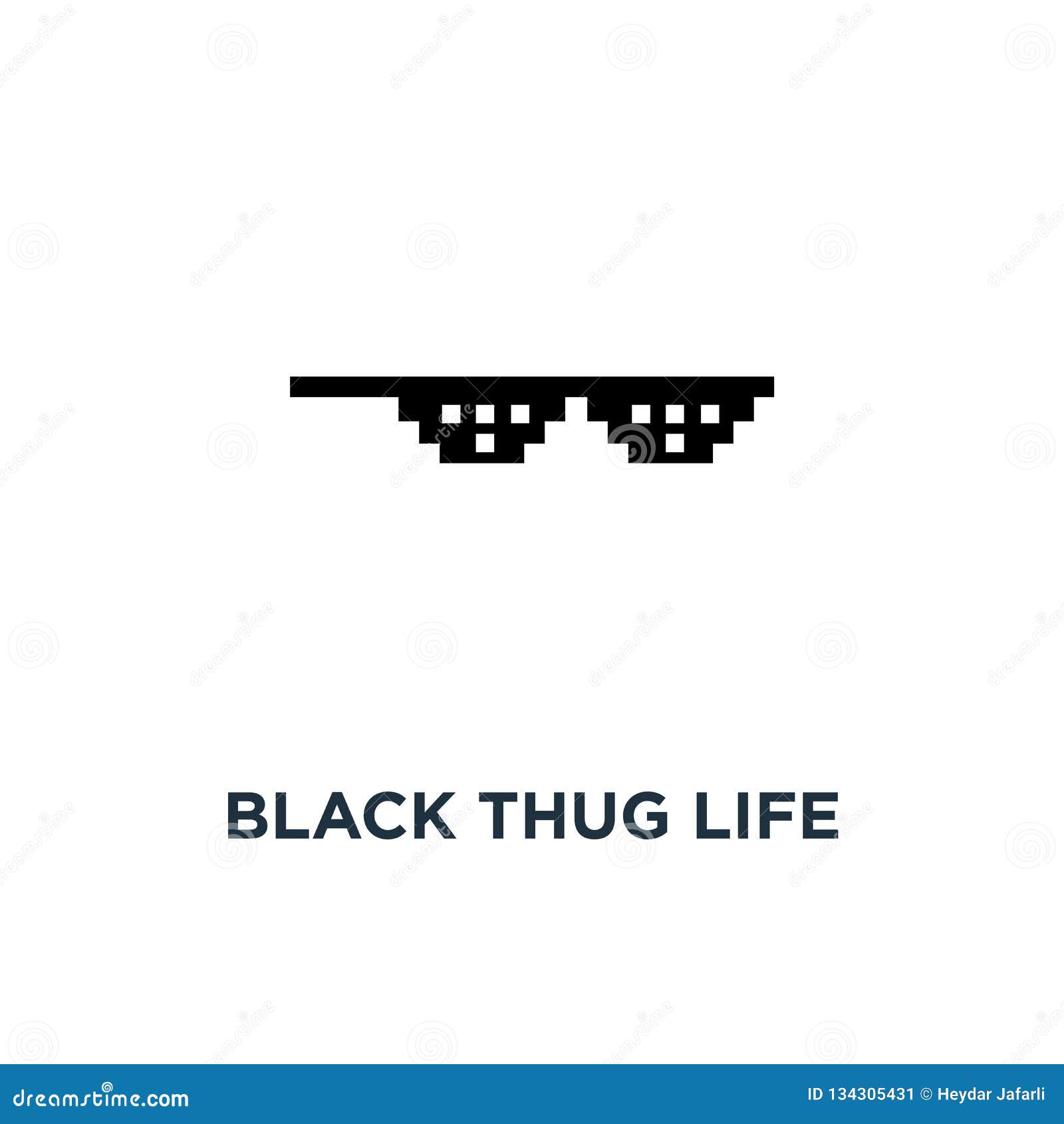 Black Thug Life Meme Like Glasses in Pixel Art Style Icon, Symbol of ...