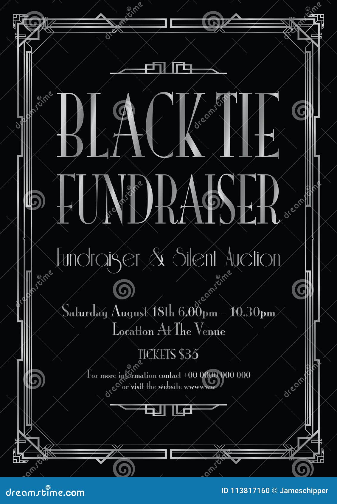 Vector Black Suit Black Tie Event Invitation Template Realistic