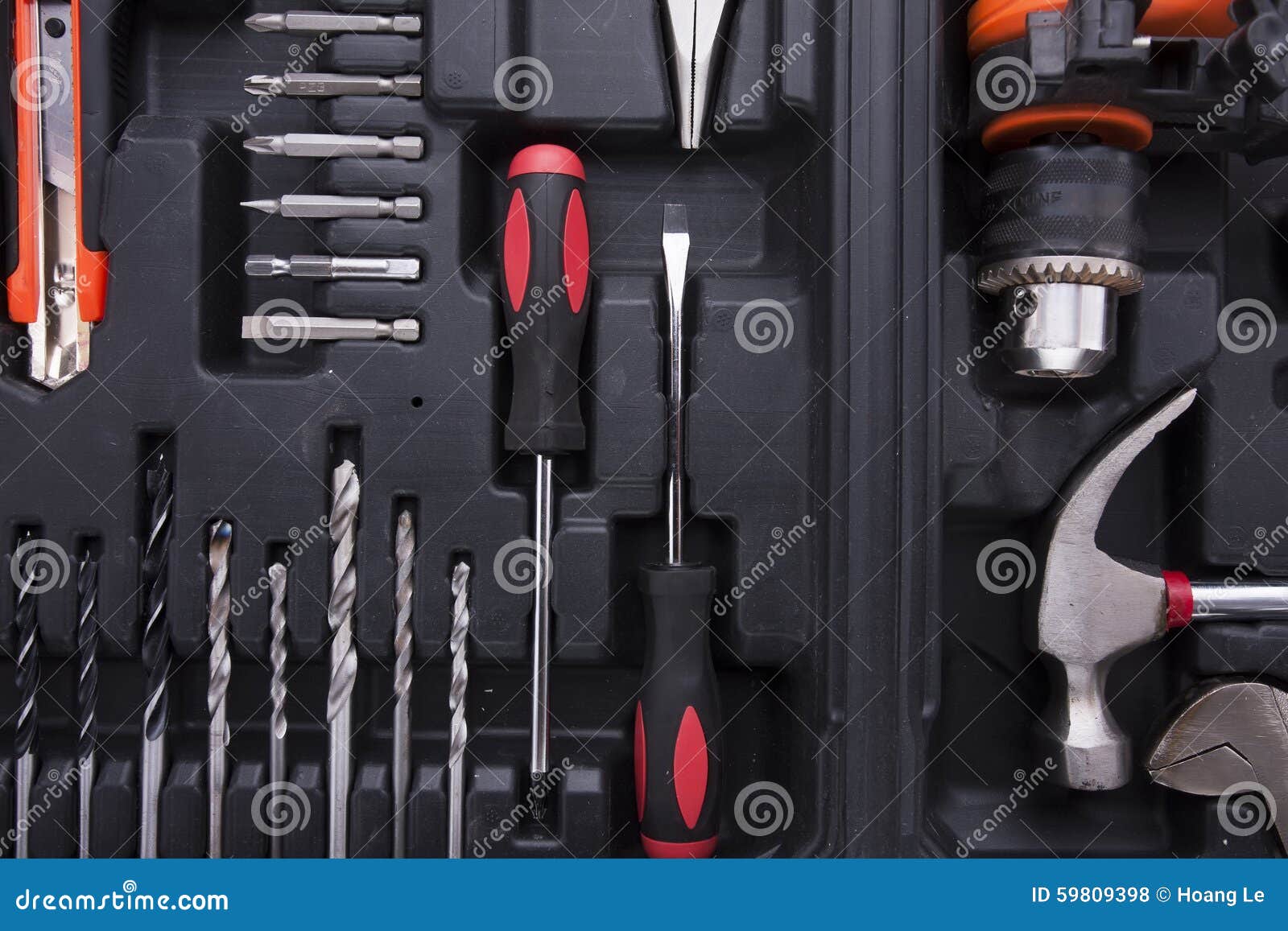 black tool box with difference instruments