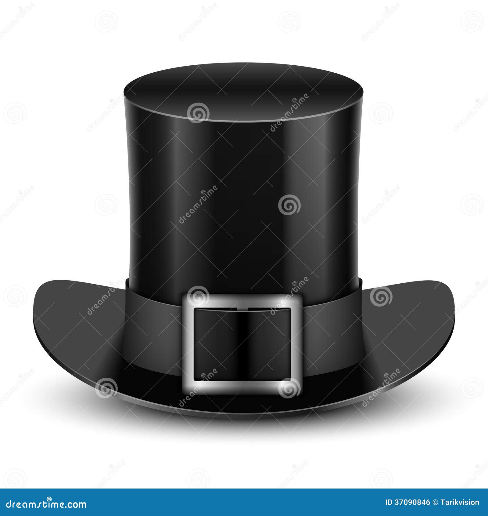 Black Top Hat with Metallic Buckle Stock Vector Illustration of
