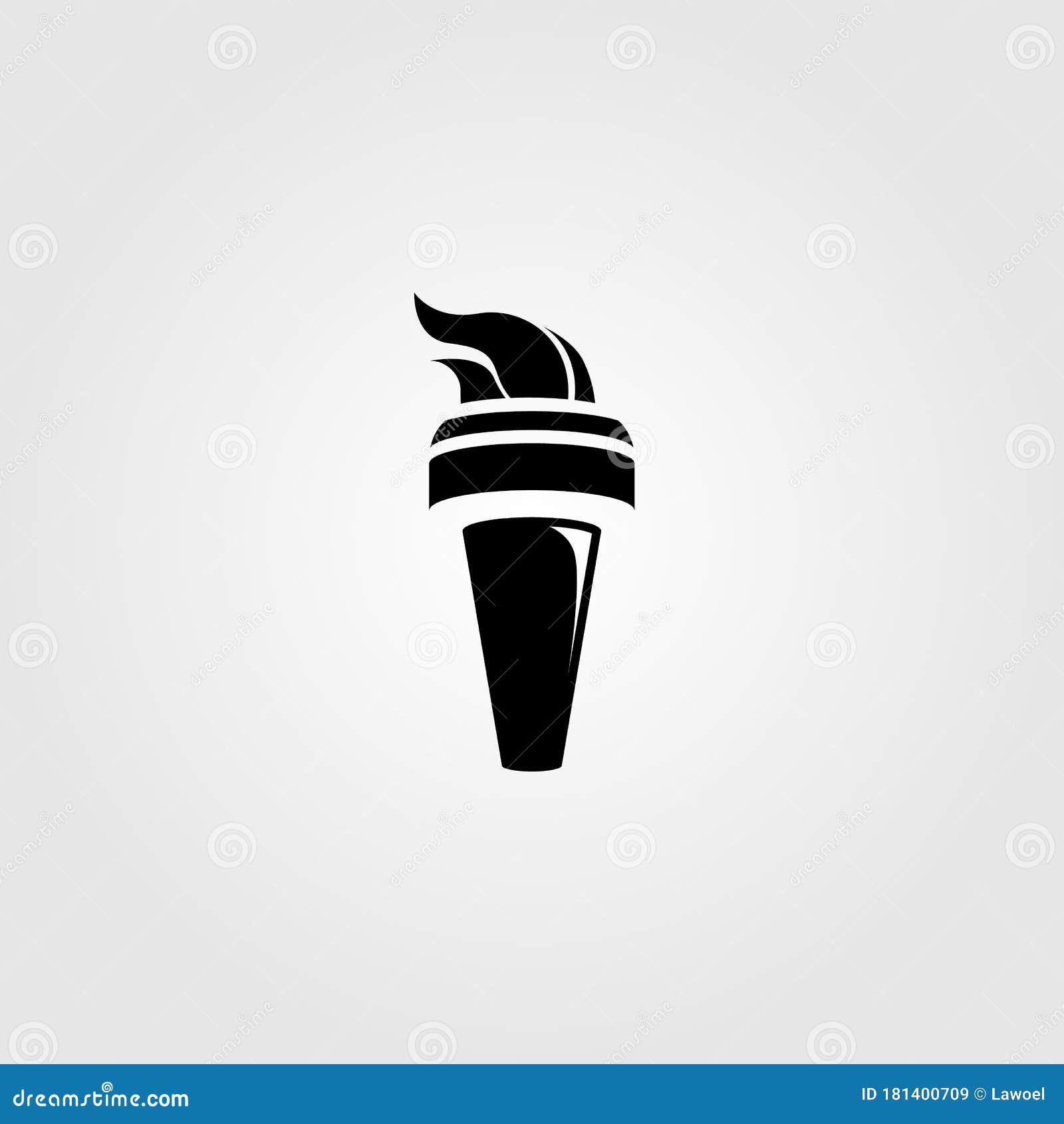 Black Torch with Fire Logo Vector Illustration Design Stock Vector