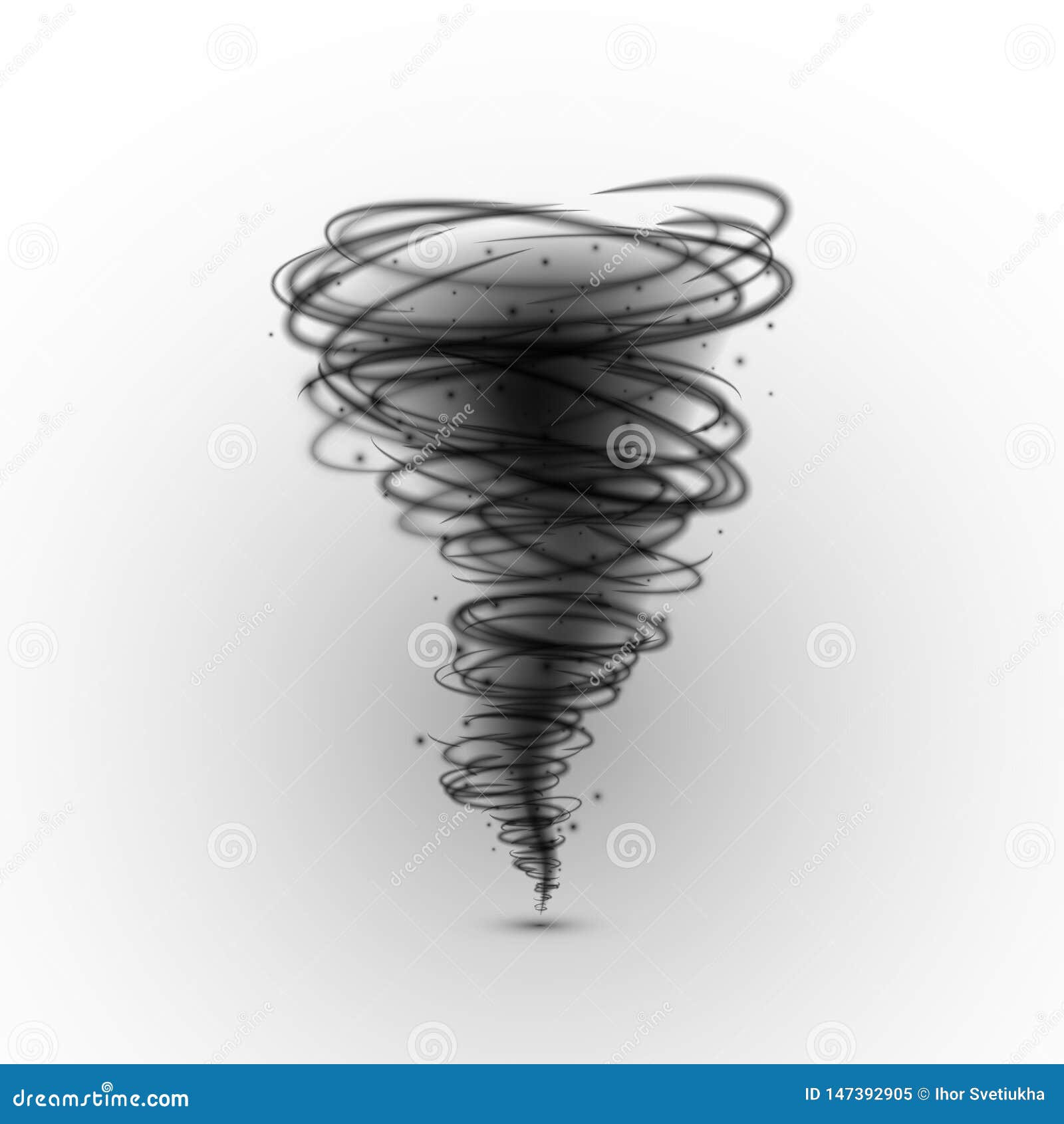 black tornado. hurricane extreme weather condition.    on a white