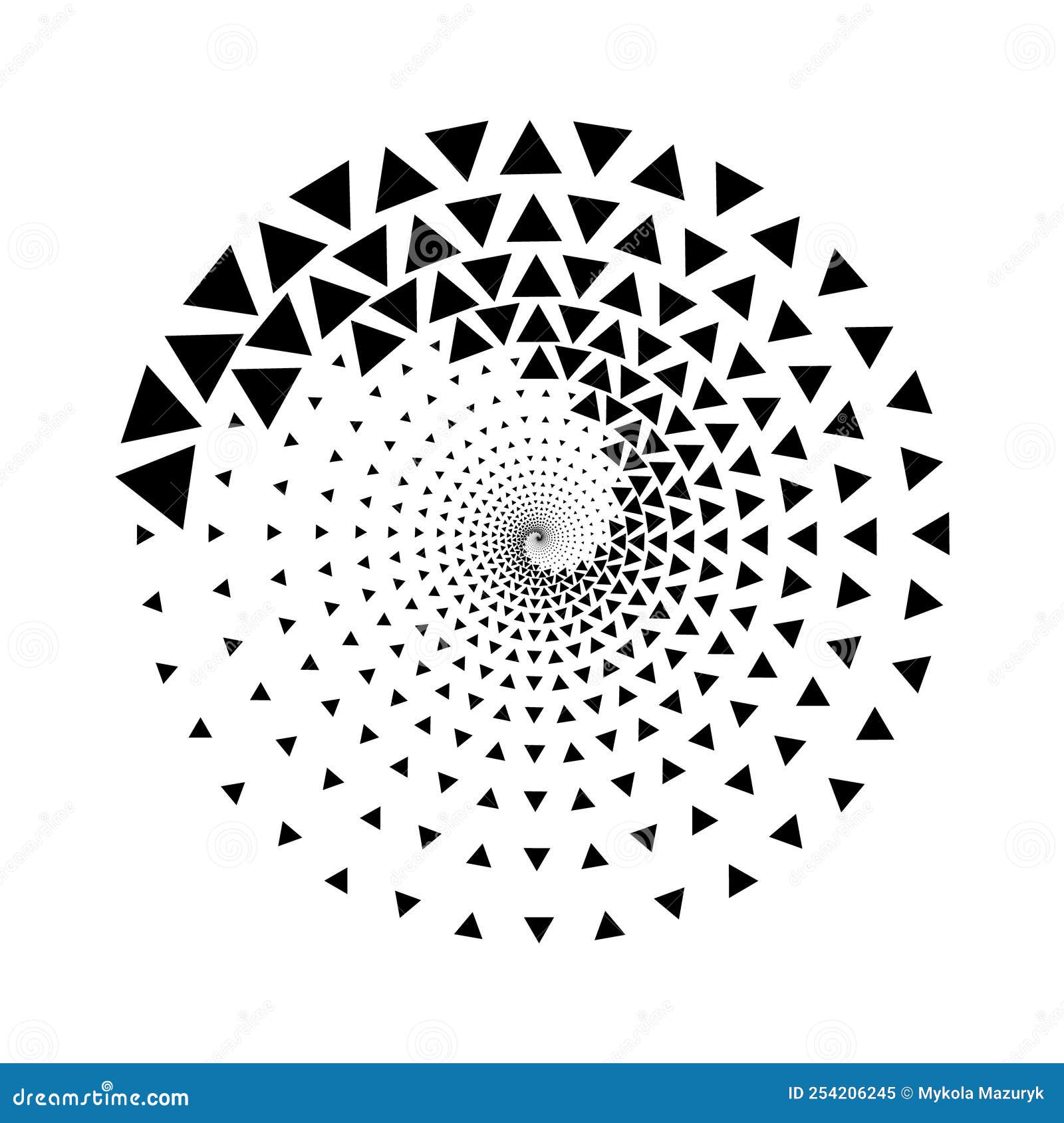 Black Triangles in Circle Spiral As Background or Icon, Logo Stock Vector Illustration of