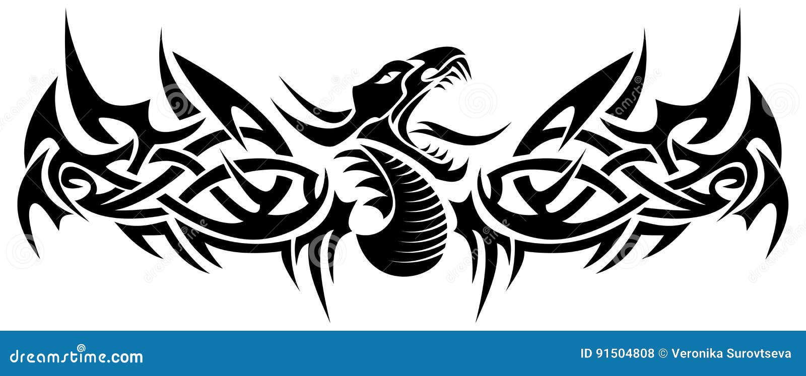 Black tribal dragon tattoo stock illustration. Illustration of ...
