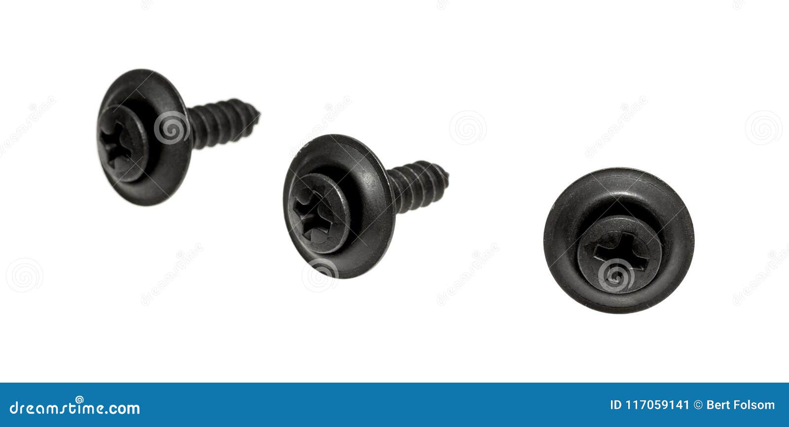 Black Trim Head Screws on a White Background Stock Image Image of