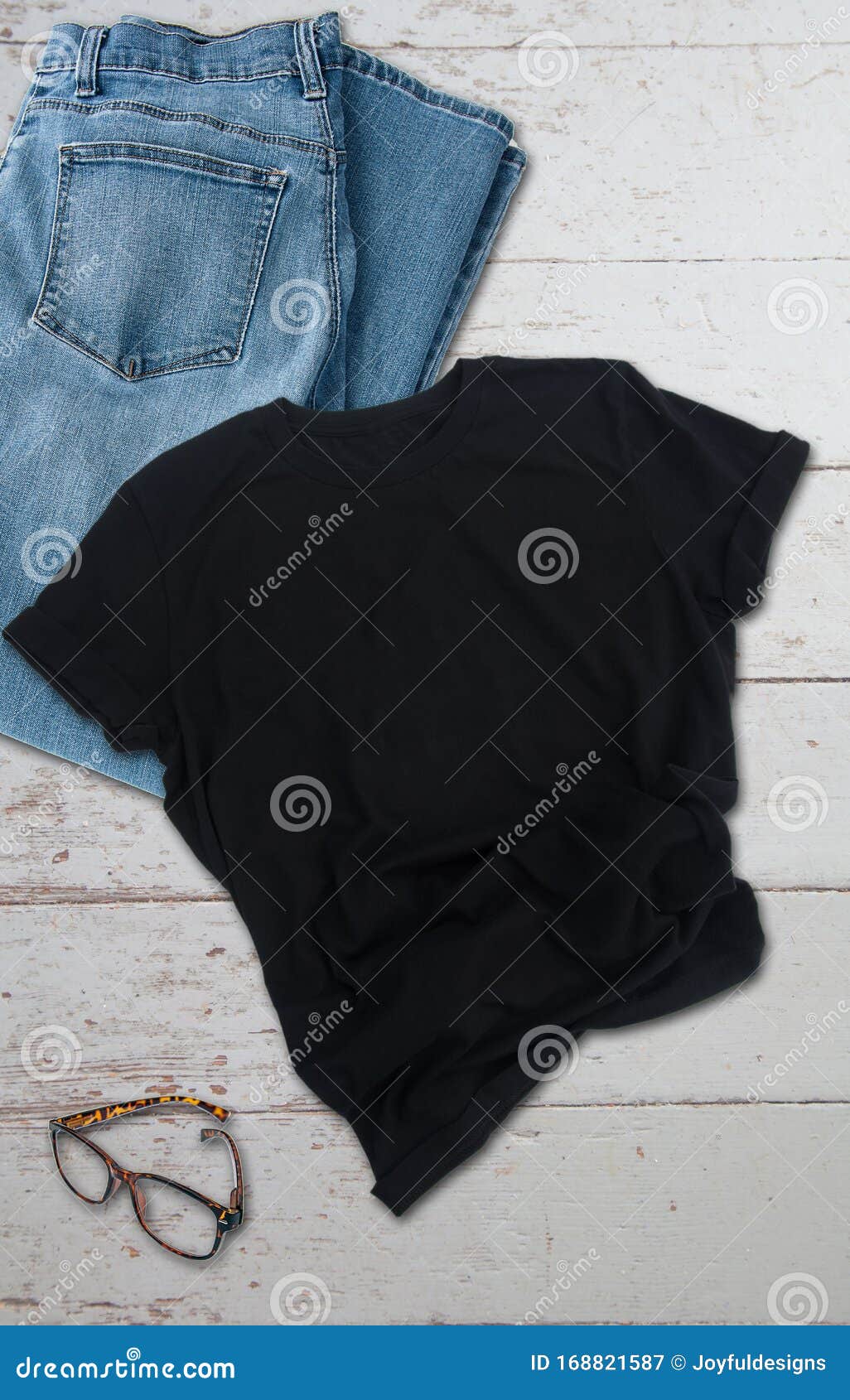 Download Black Tshirt Mockup With Jeans Styled Product Photo Stock ...
