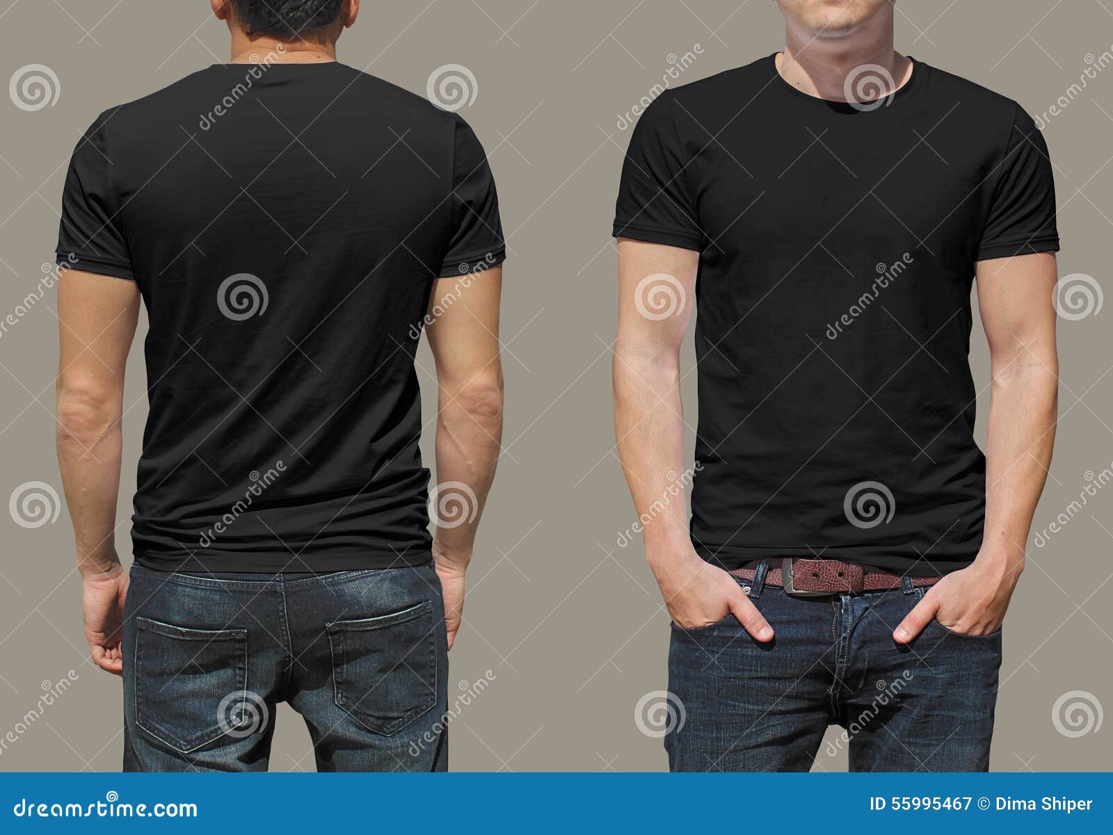 black tshirt on a young man template