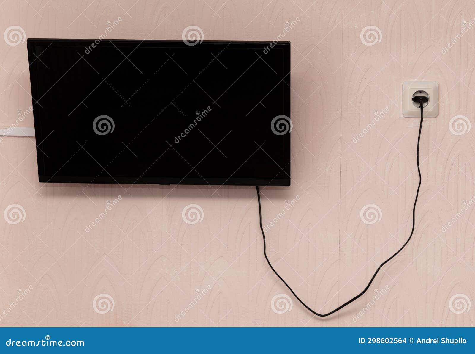 A Black TV Hangs on the Wall Stock Photo Image of plasma, display