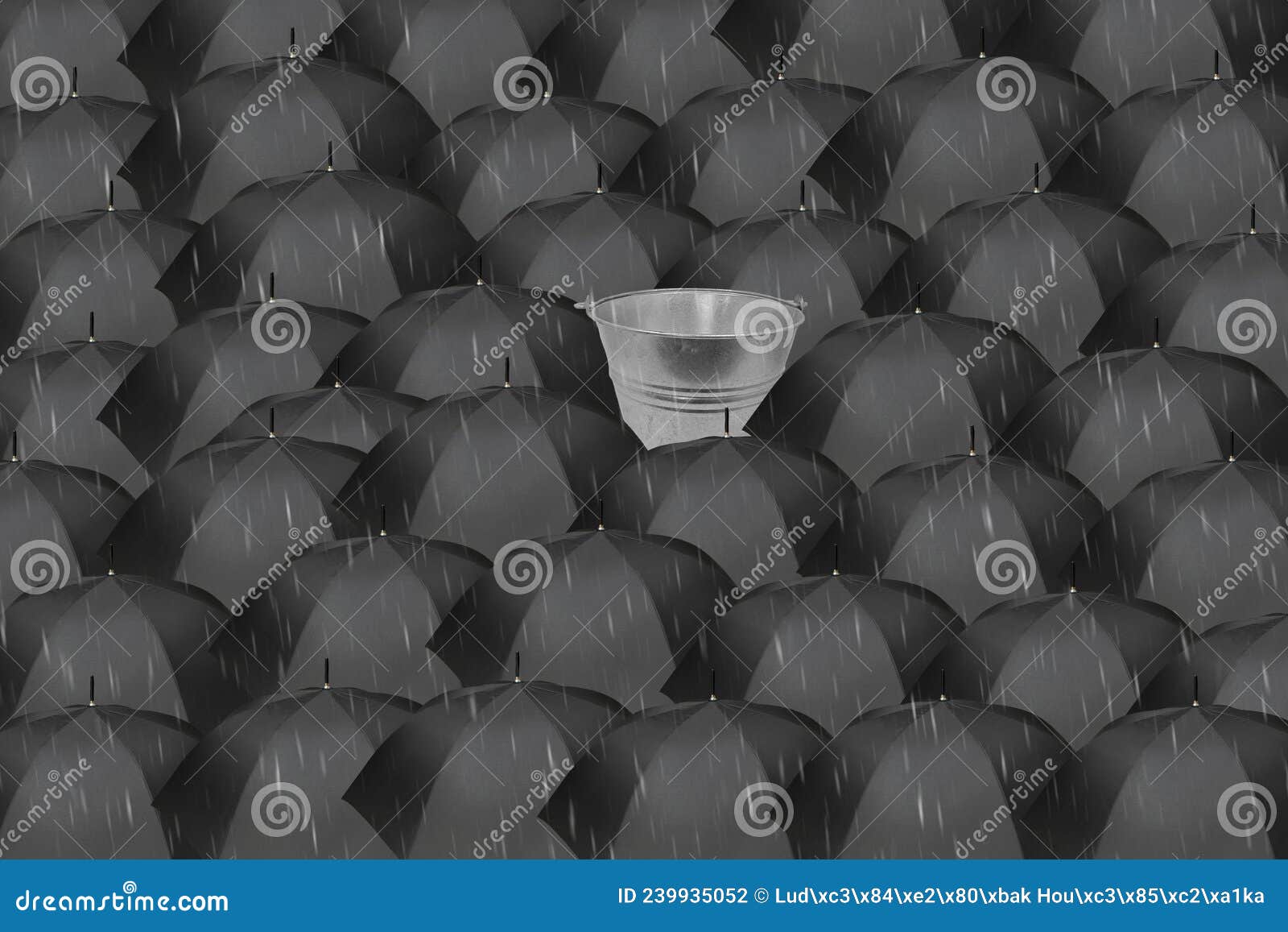 black umbrellas with a bucket izing a breakthrough idea, audacity.