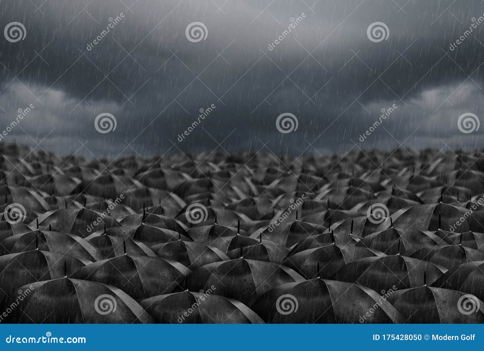 black umbrellas in the rain background