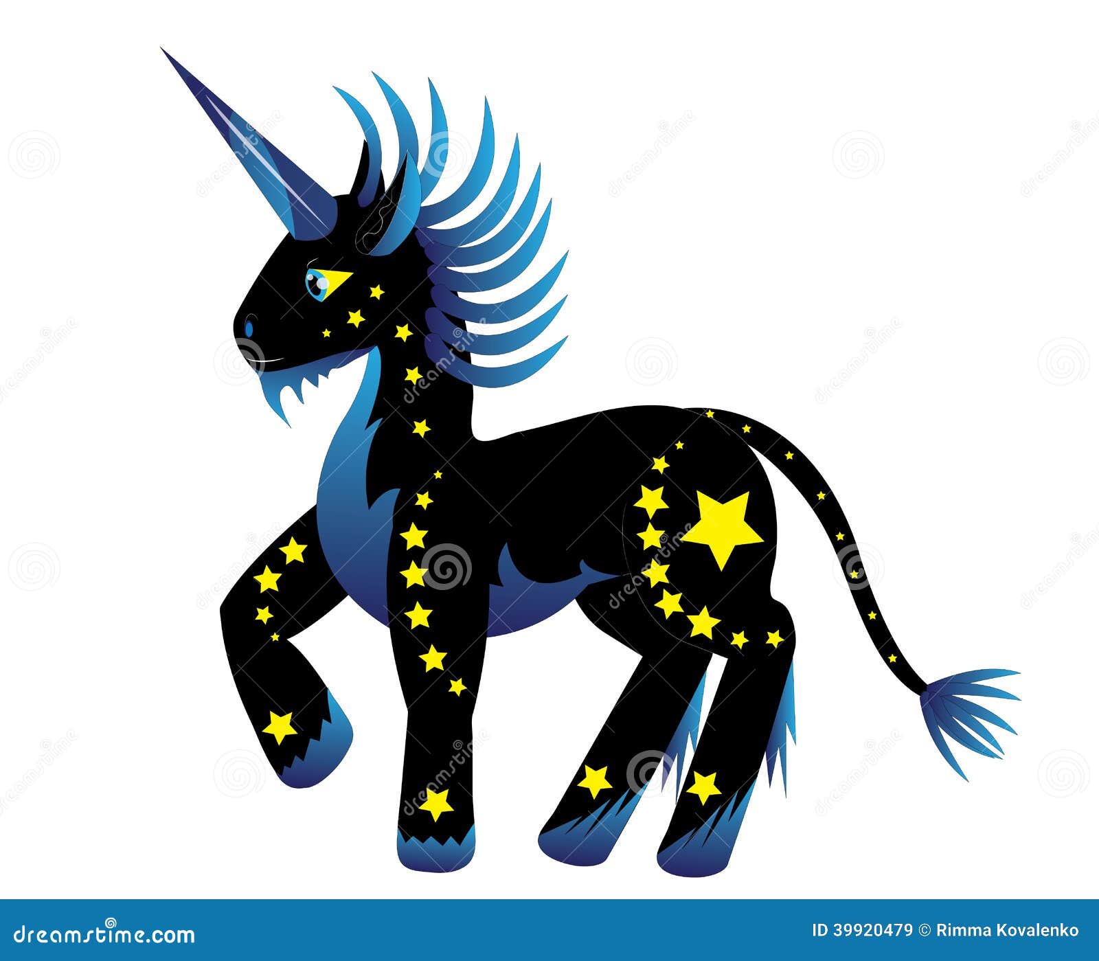 Black unicorn stock vector. Illustration of hoofs, horn 39920479