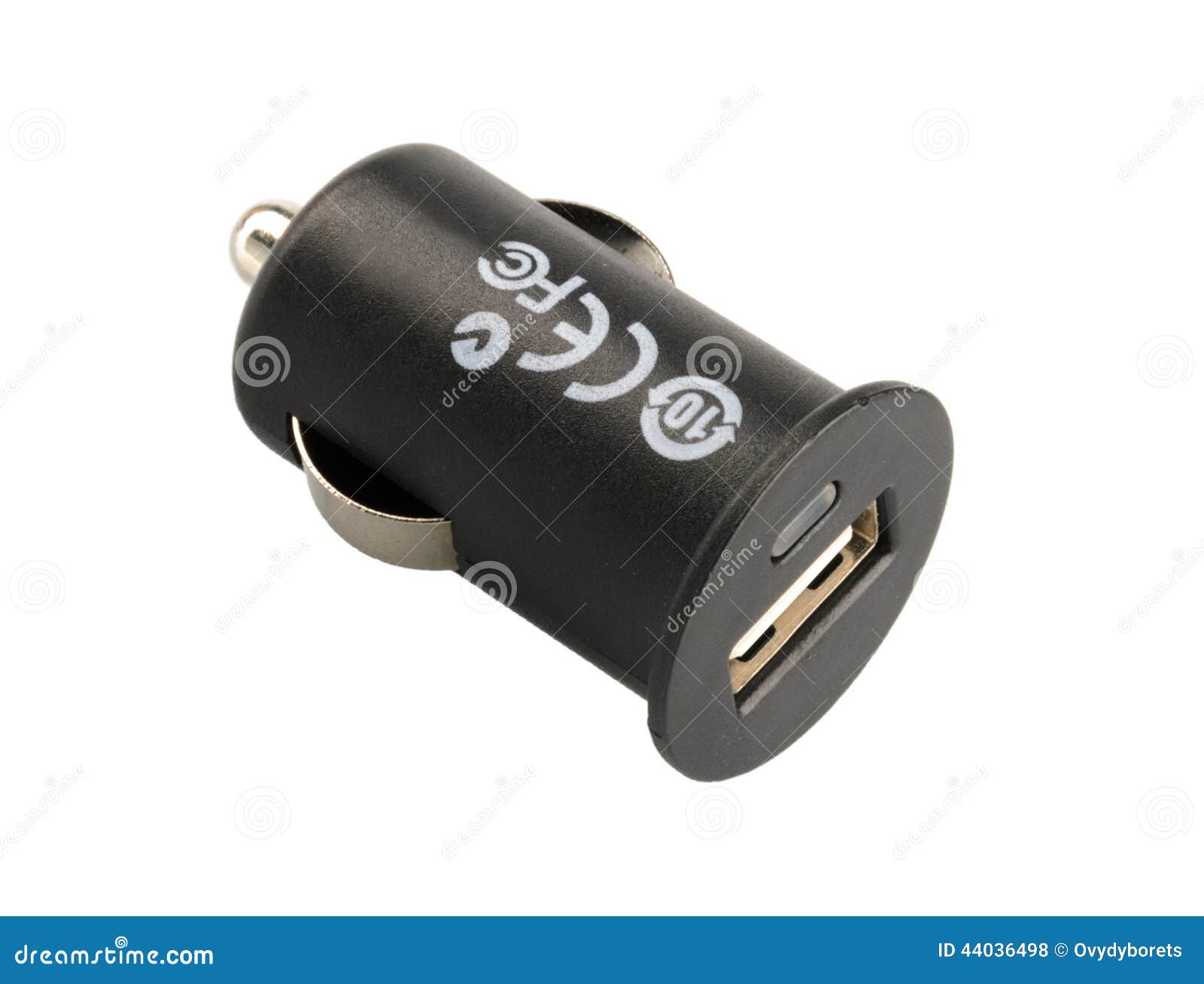 Black USB Electronics Device Car Charger Isolated on White Stock Photo