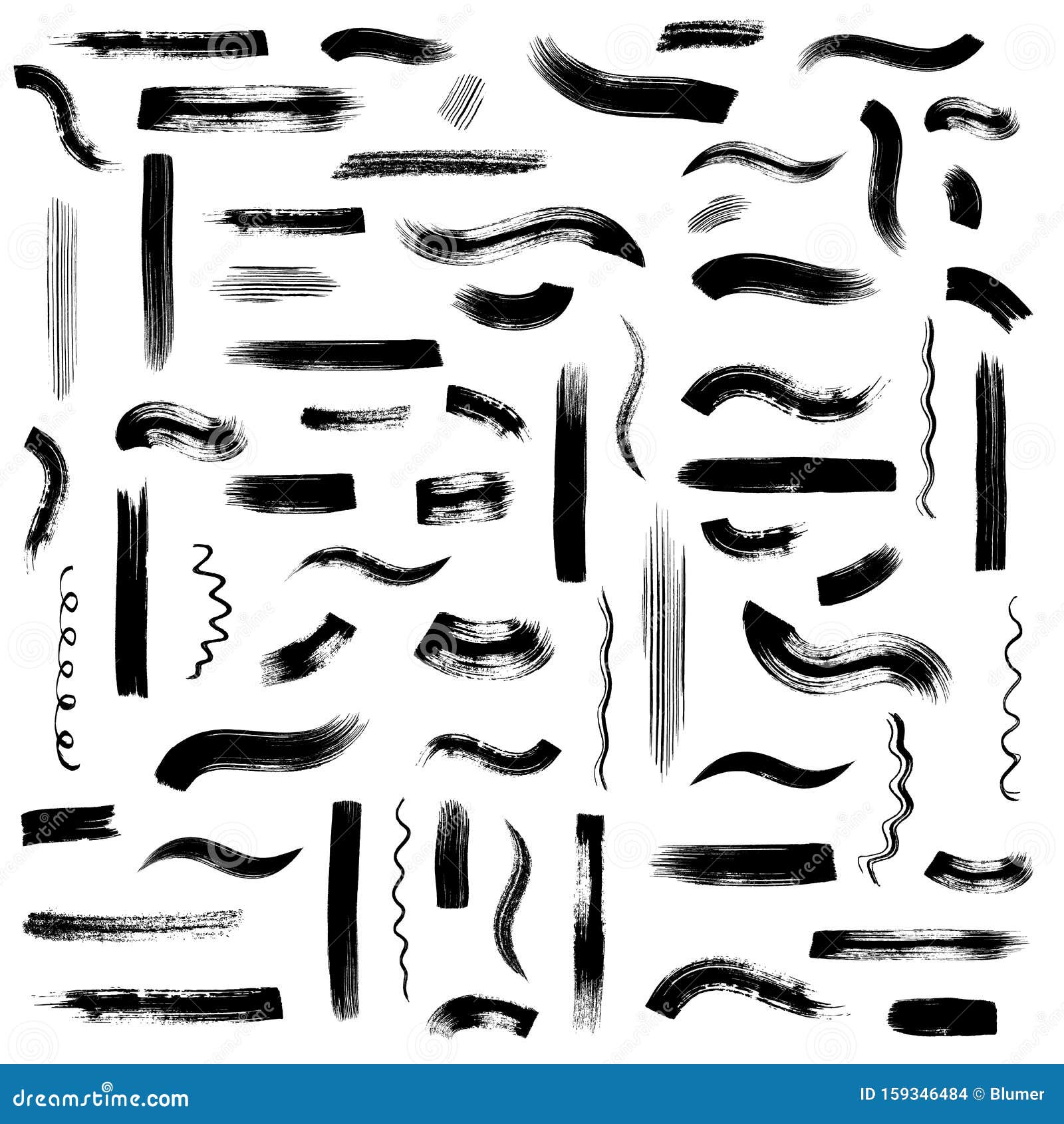 Black Vector Art Brush Strokes Set Isolated Stock Vector Illustration