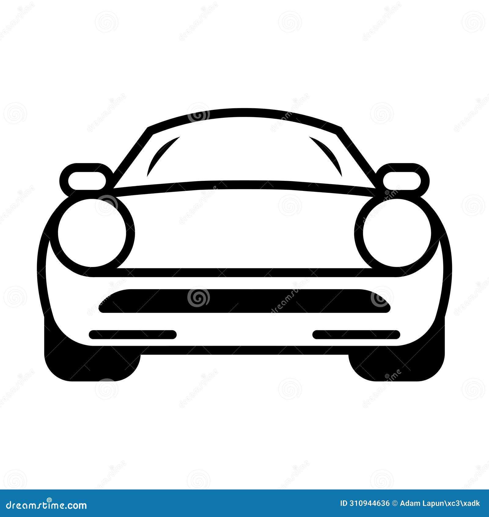 black  car front icon on white background