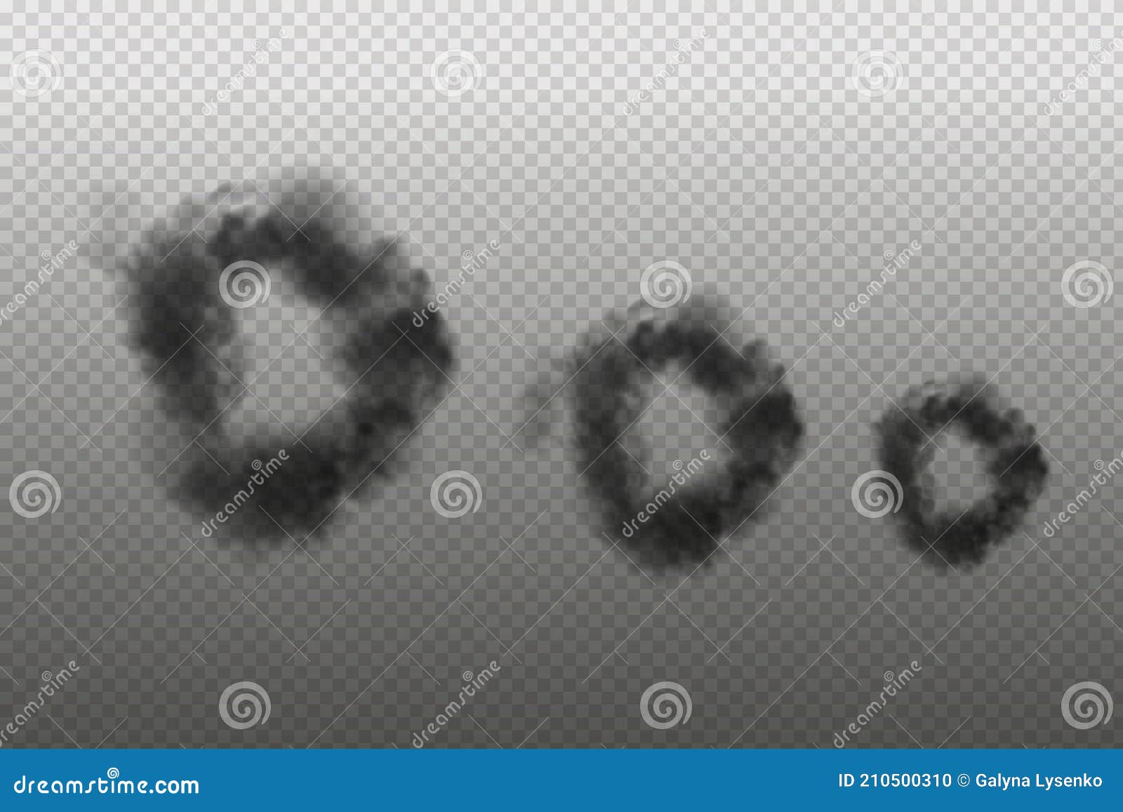 black  cloudiness ,fog or smoke on dark checkered background.set of cloudy sky or smog over the city. .