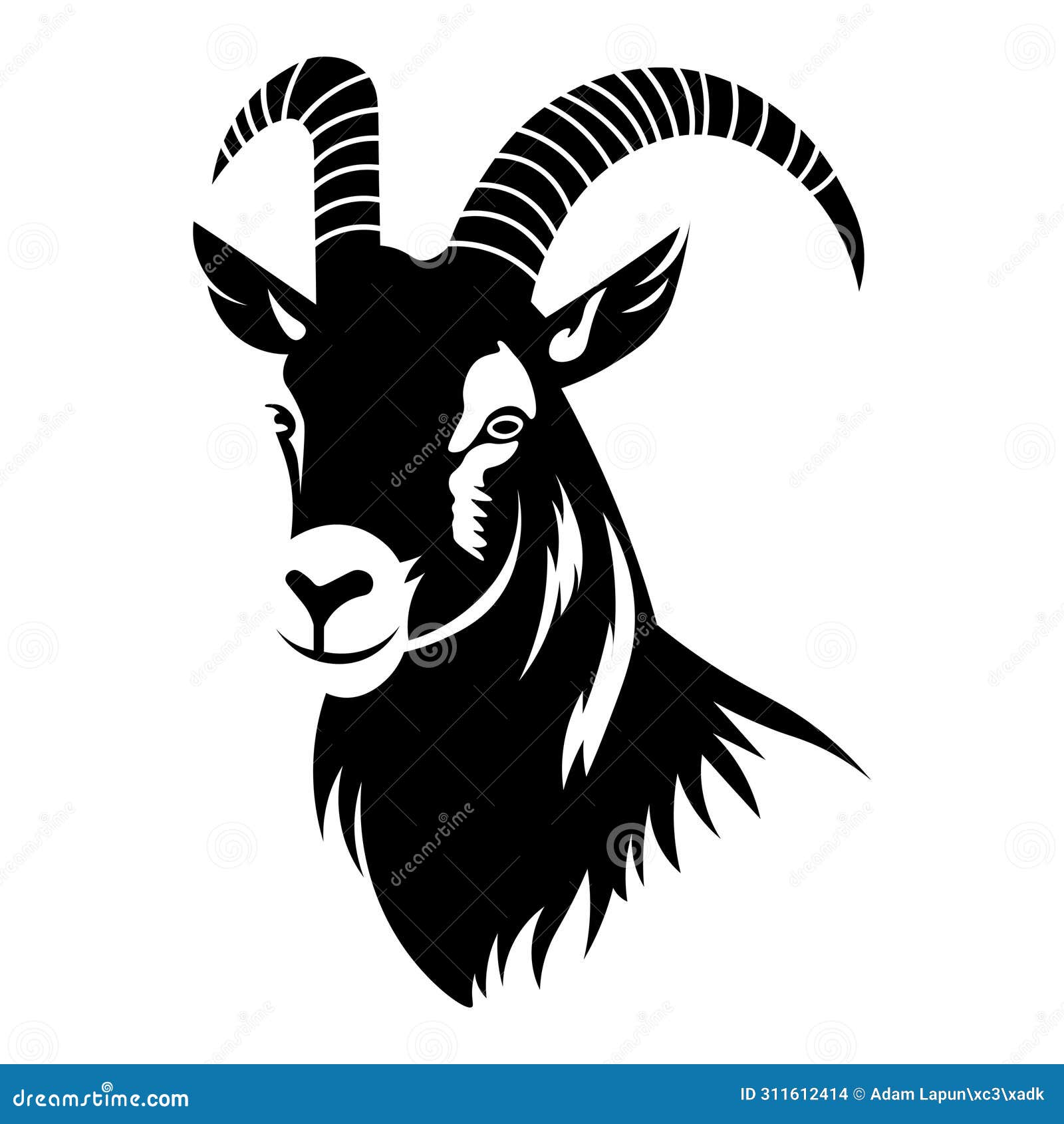 Black Vector Goat Icon on White Background Stock Illustration