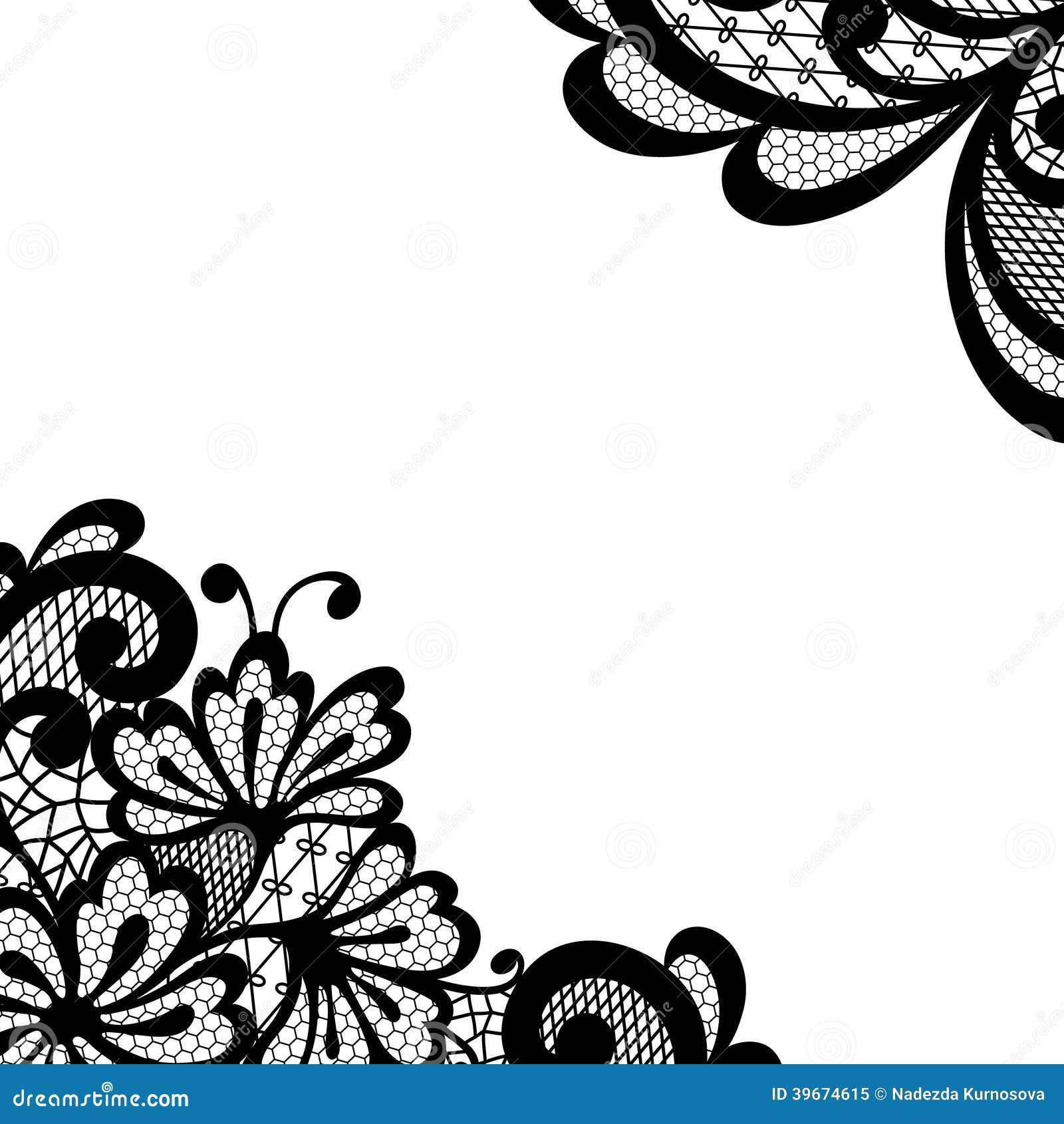 Black Vector Lace Corner Stock Vector - Image: 39674615