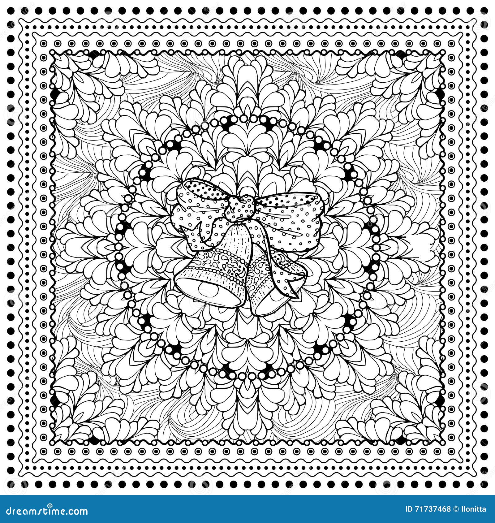 Black vector mono color illustration for Merry Christmas and Happy New Year 2016 print design Coloring book page design for adults or kids